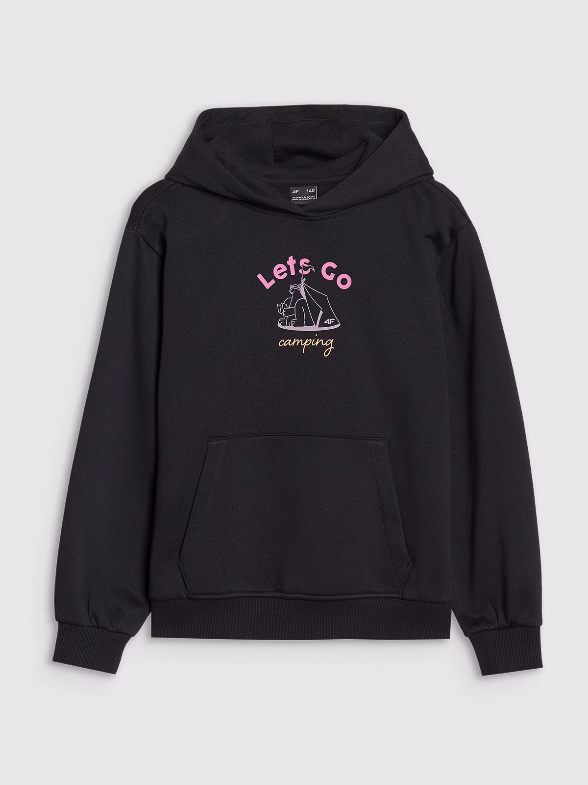 Bluza dresowa nierozpinana z kapturem dziewczęca - czarna