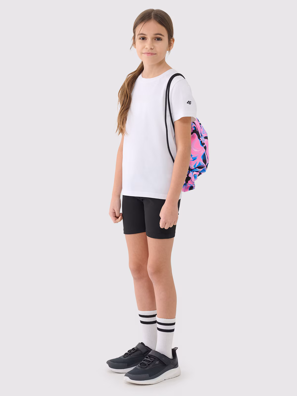 Komplet sportowy na WF (koszulka+spodenki+worek) dziewczęcy - czarny