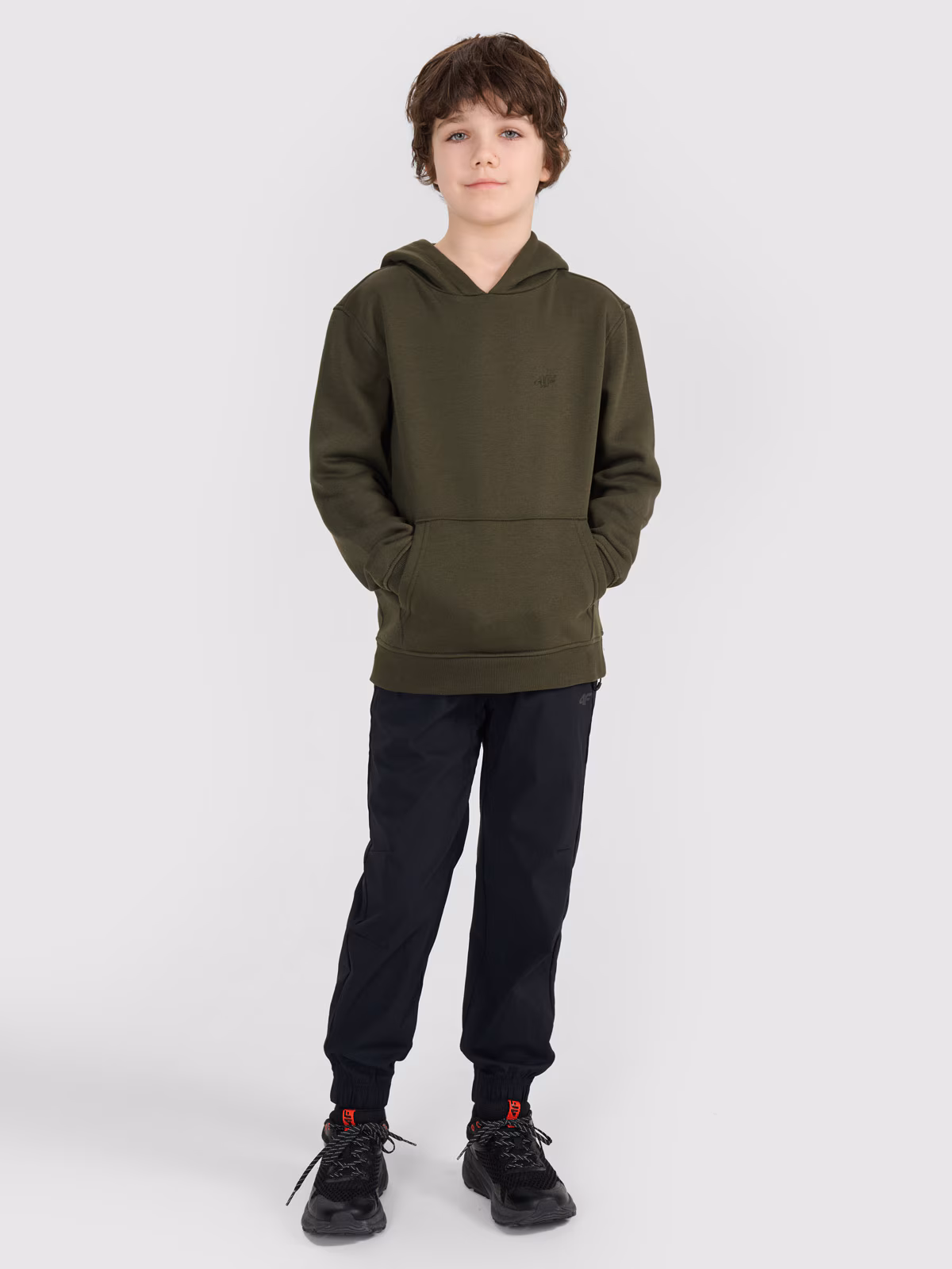 Bluza dresowa nierozpinana z kapturem chłopięca - pomarańczowa