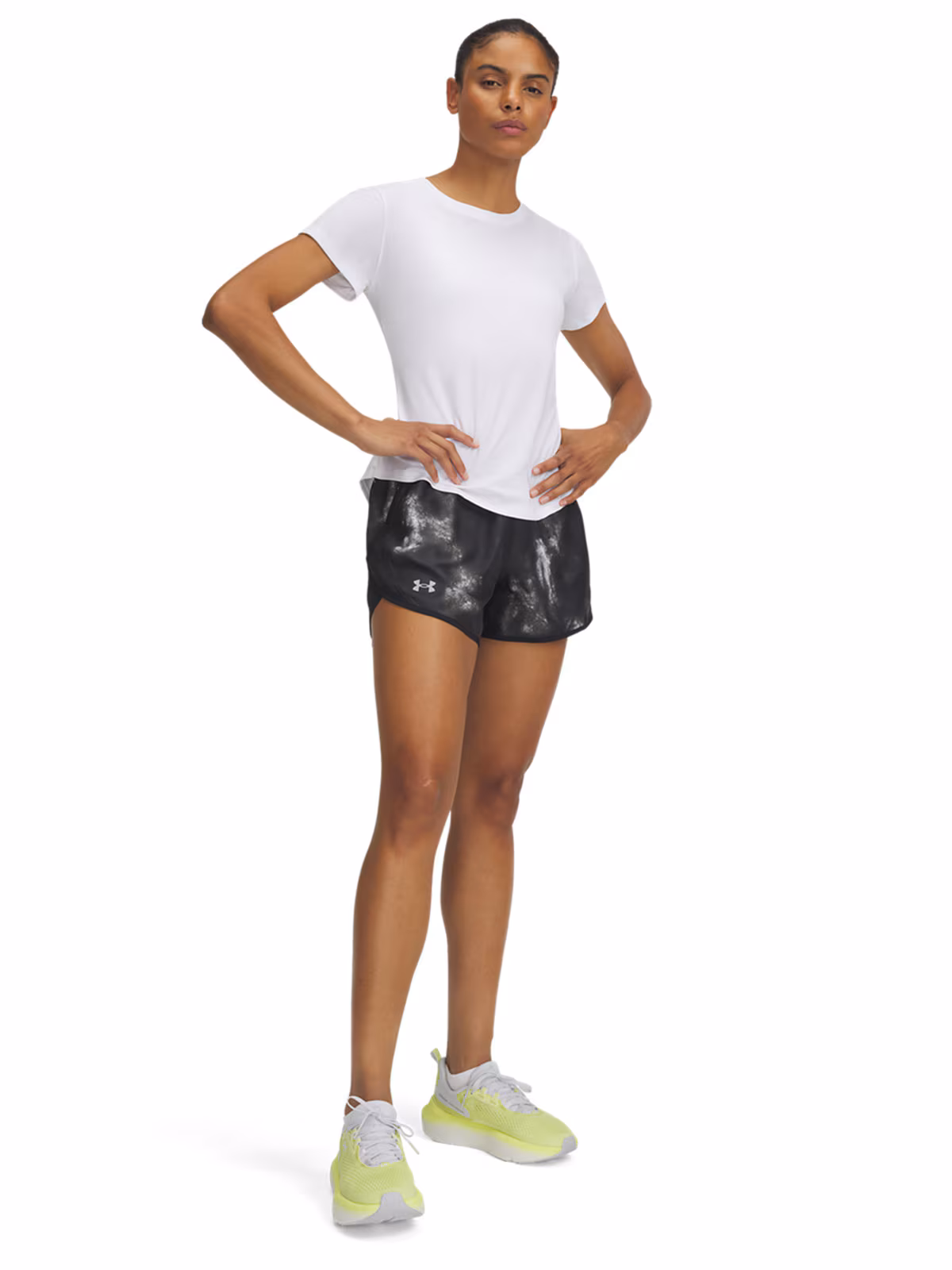 Spodenki do biegania damskie Under Armour UA Fly By 3'' Printed Shorts - czarne