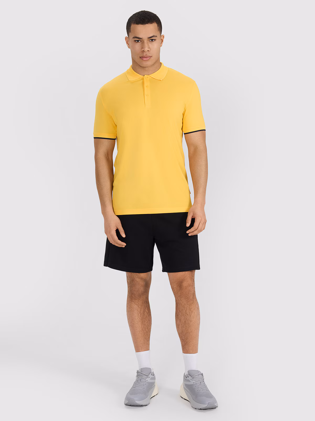 Koszulka polo regular męska - żółta