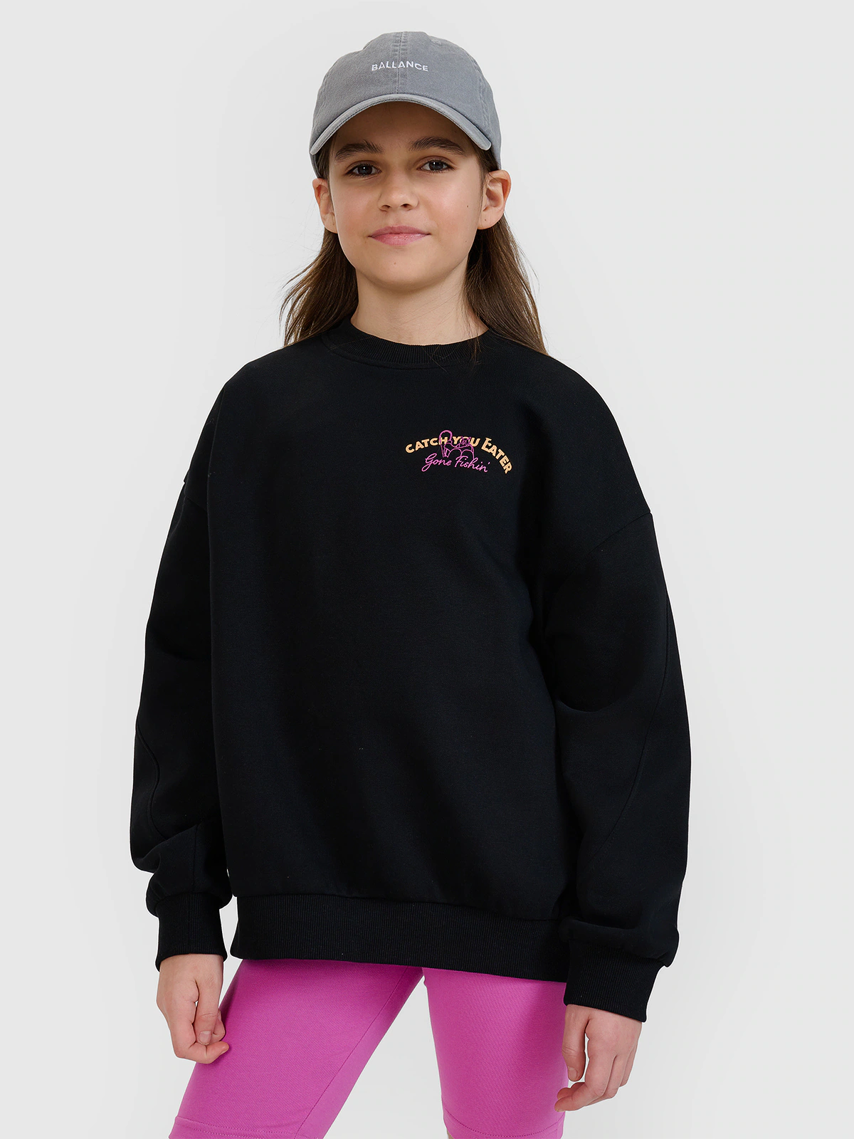 Bluza dresowa nierozpinana bez kaptura dziewczęca - różowa