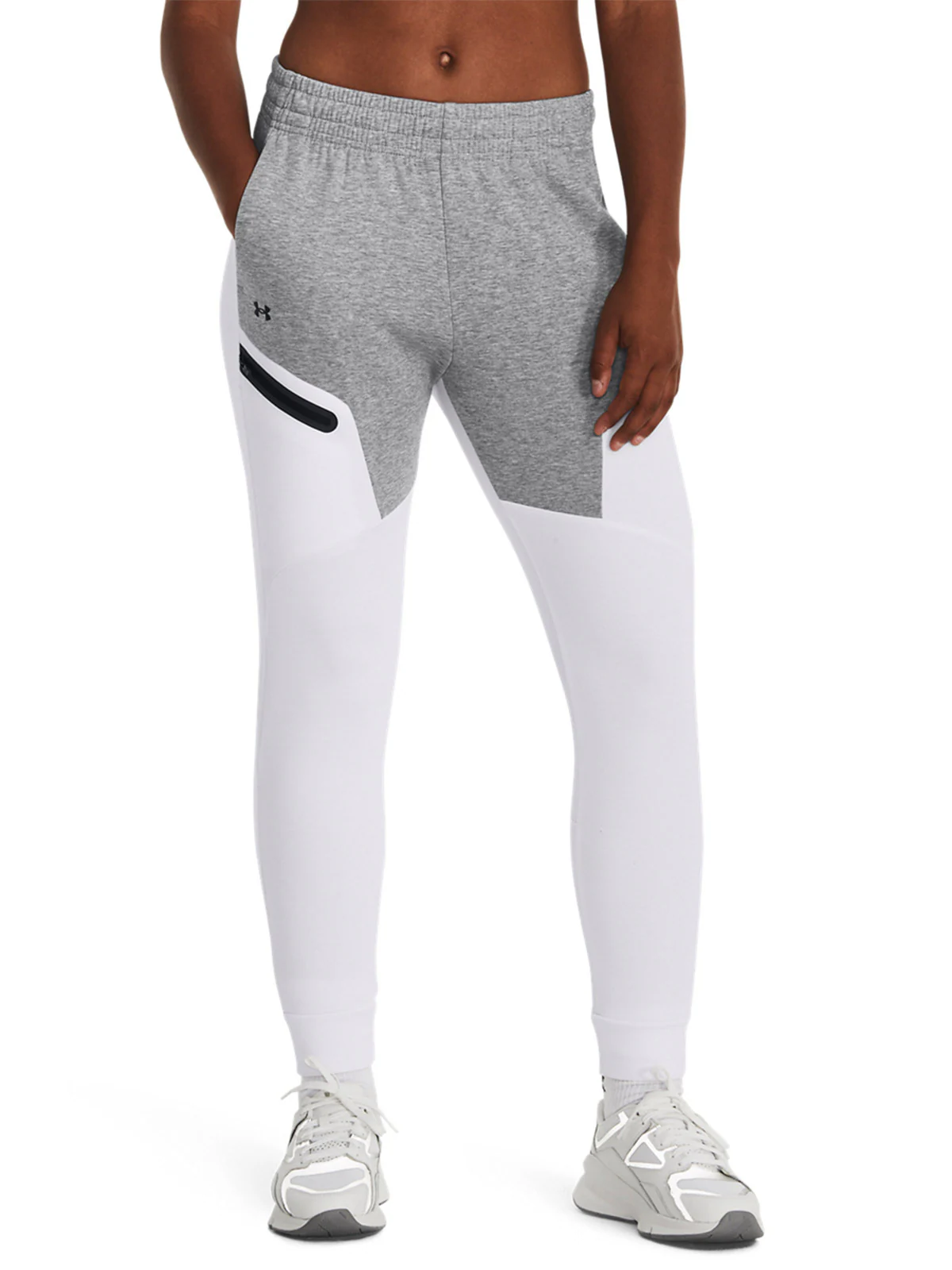 Spodnie treningowe damskie Under Armour Unstoppable Flc Jogger - białe