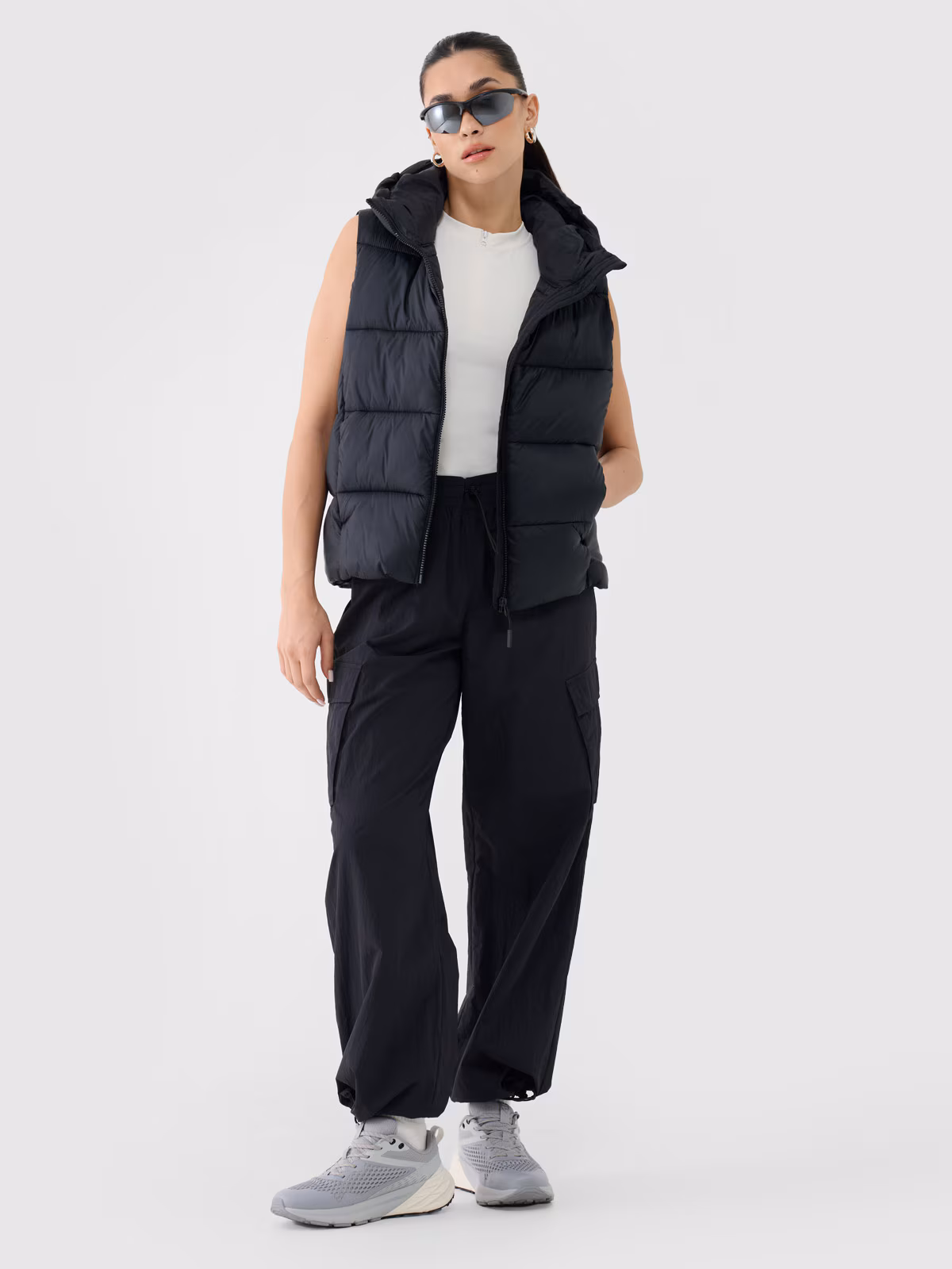 Spodnie casual oversize damskie - czarne