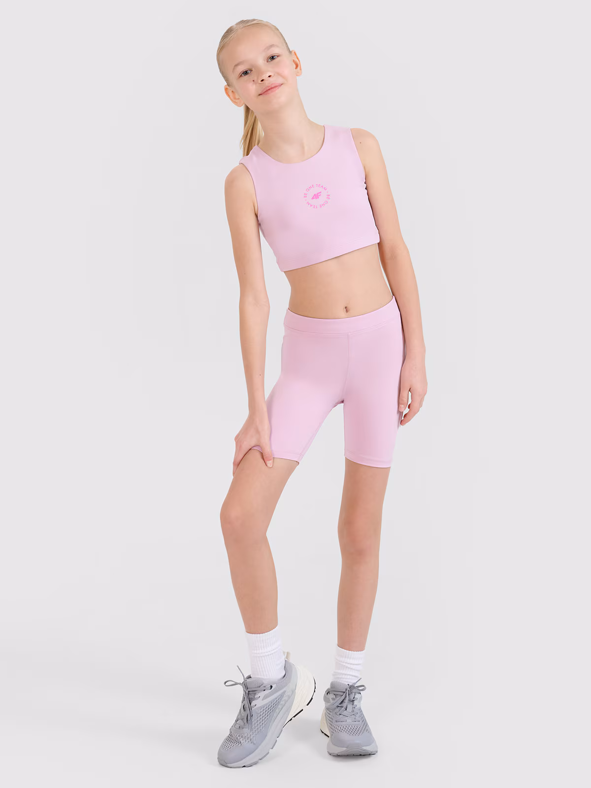 Legginsy kolarki sportowe dziewczęce - różowe