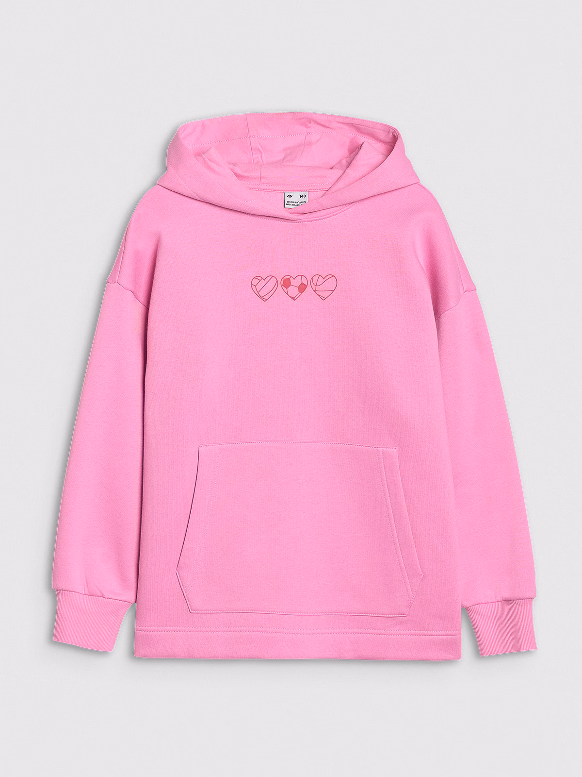 Bluza dresowa nierozpinana z kapturem dziewczęca - czerwona