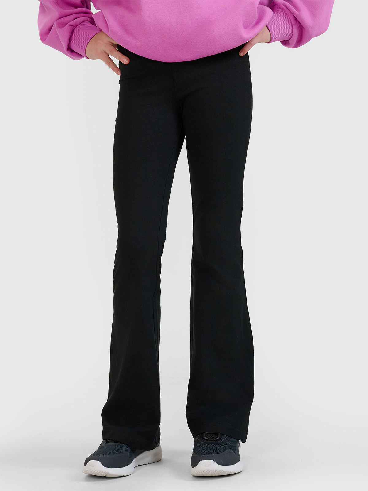 Legginsy dzianinowe z rozszerzanymi nogawkami dziewczęce - czarne