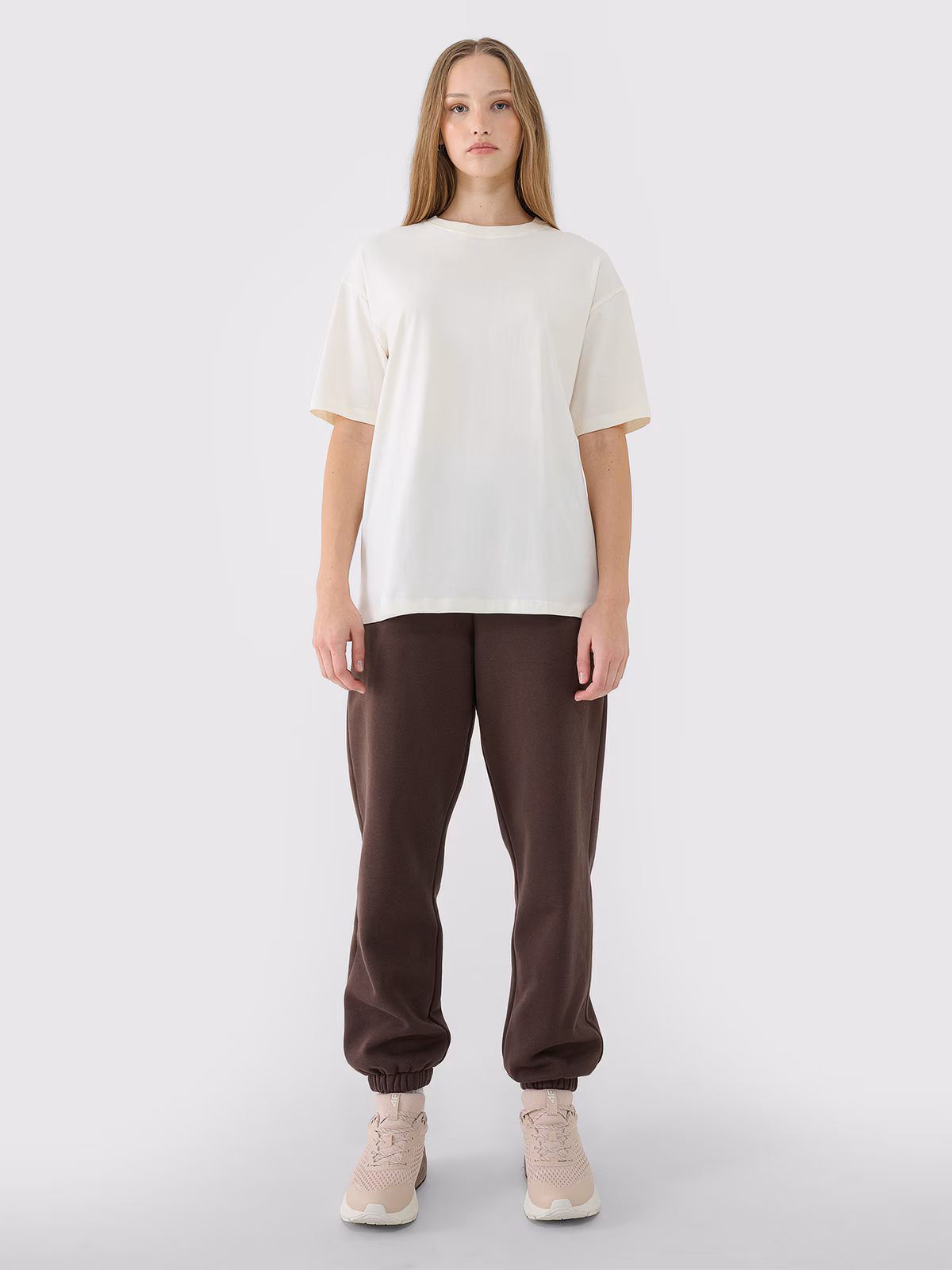 T-shirt oversize gładki damski - biały