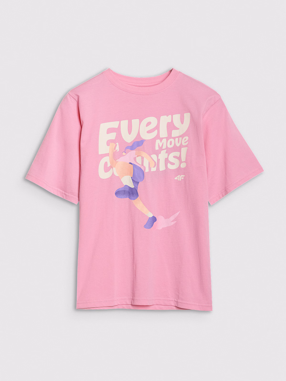 T-shirt oversize z nadrukiem dziewczęcy - różowy