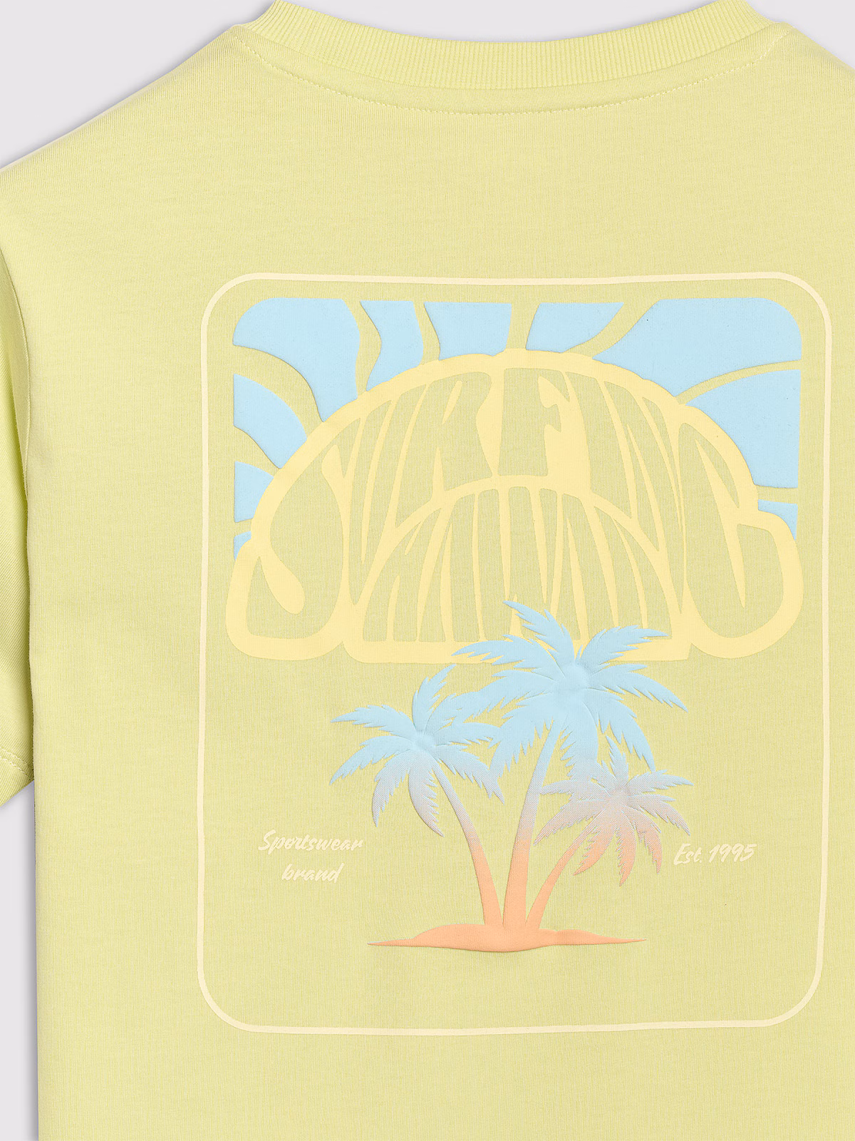 T-shirt oversize z nadrukiem damski - żółty