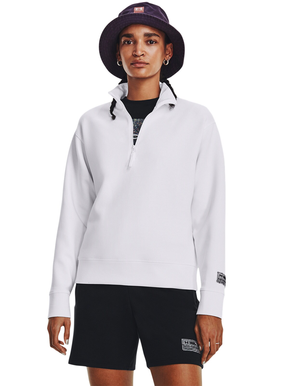 Bluza dresowa uniseks Under Armour UA Summit Knit 1/2 Zip - biała