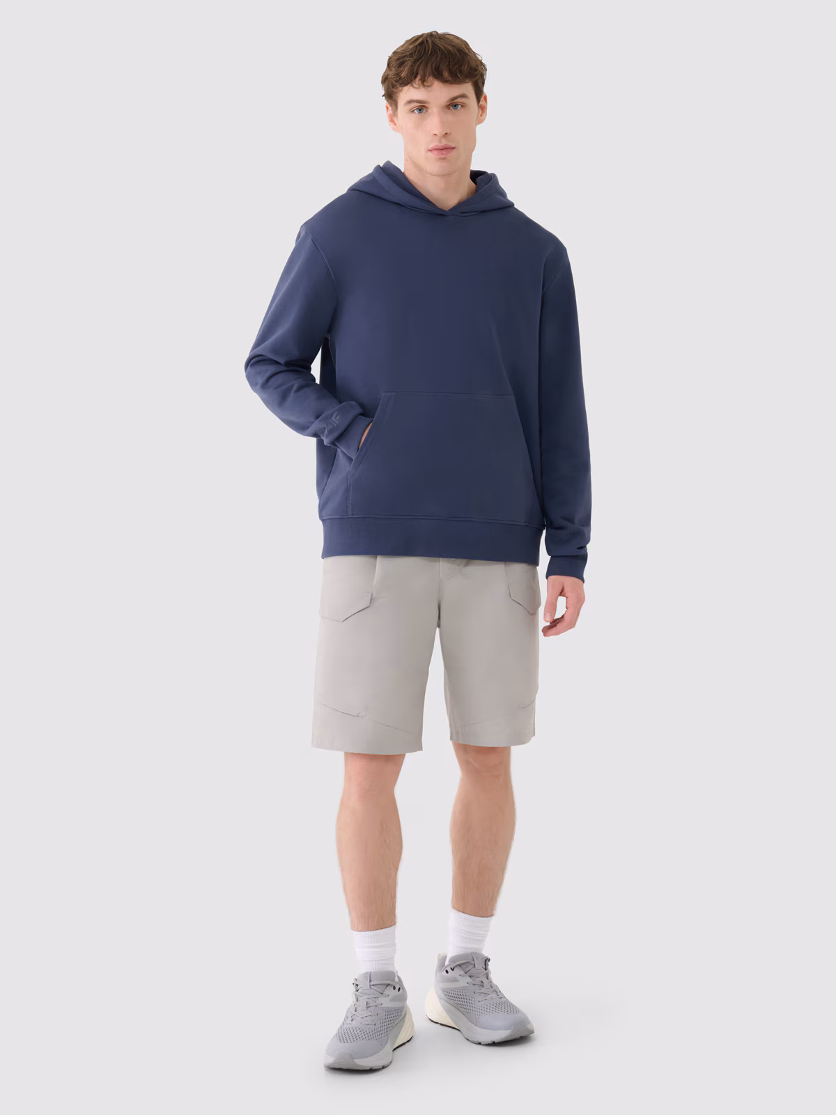 Bluza dresowa nierozpinana z kapturem męska - szara