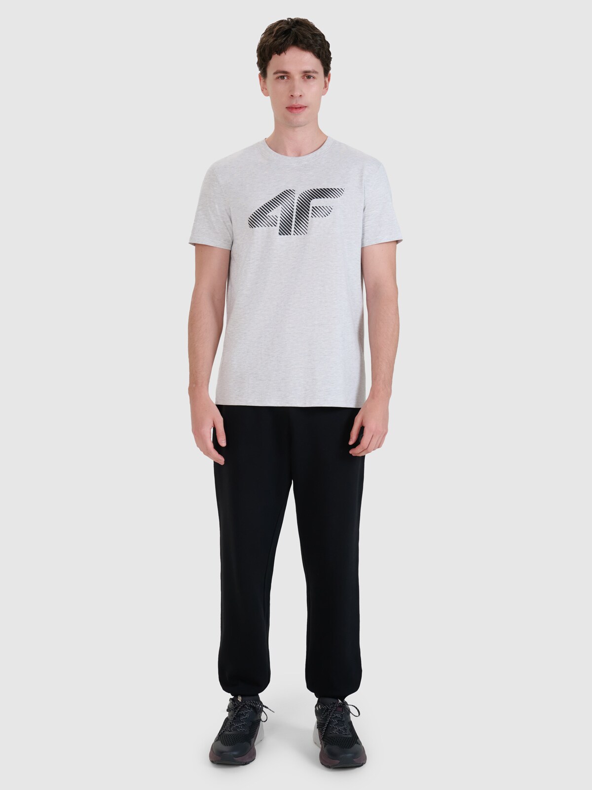 T-shirt regular z nadrukiem męski - granatowy