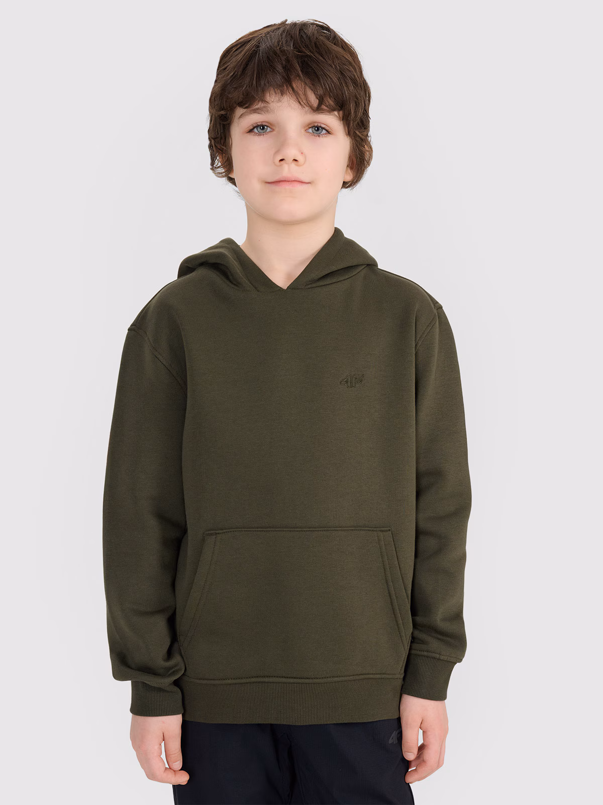 Bluza dresowa nierozpinana z kapturem chłopięca - pomarańczowa