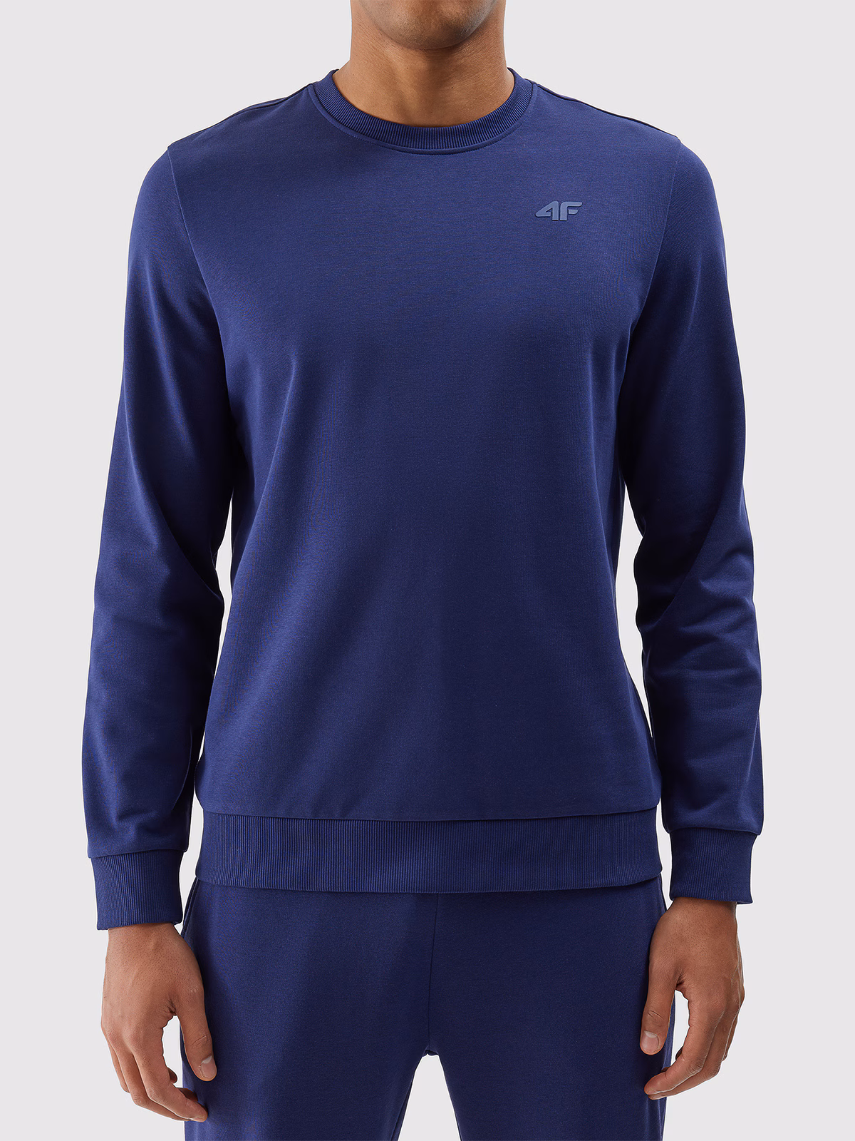 Bluza dresowa nierozpinana bez kaptura męska - granatowa