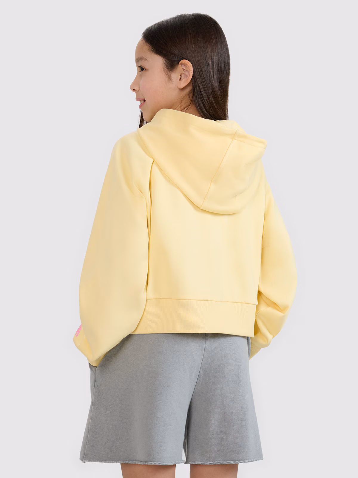 Bluza dresowa nierozpinana z kapturem dziewczęca - żółta