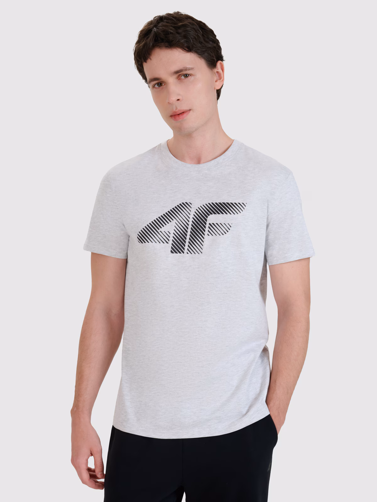 T-shirt regular z nadrukiem męski - granatowy