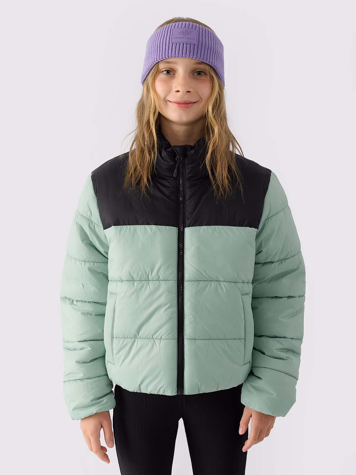 Kurtka puchowa z wypełnieniem syntetycznym dziewczęca - miętowa