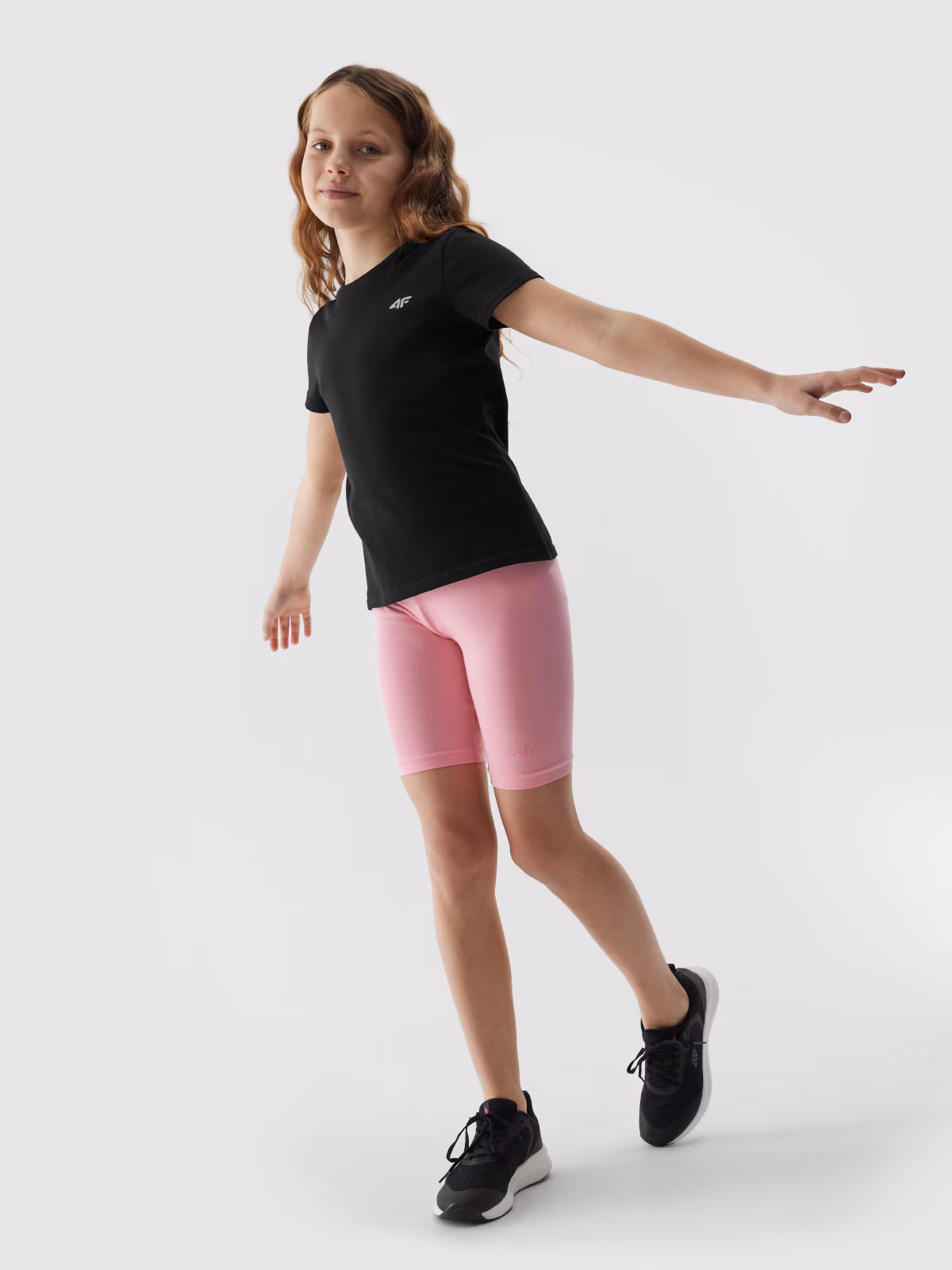 Legginsy kolarki dzianinowe dziewczęce - jasny róż