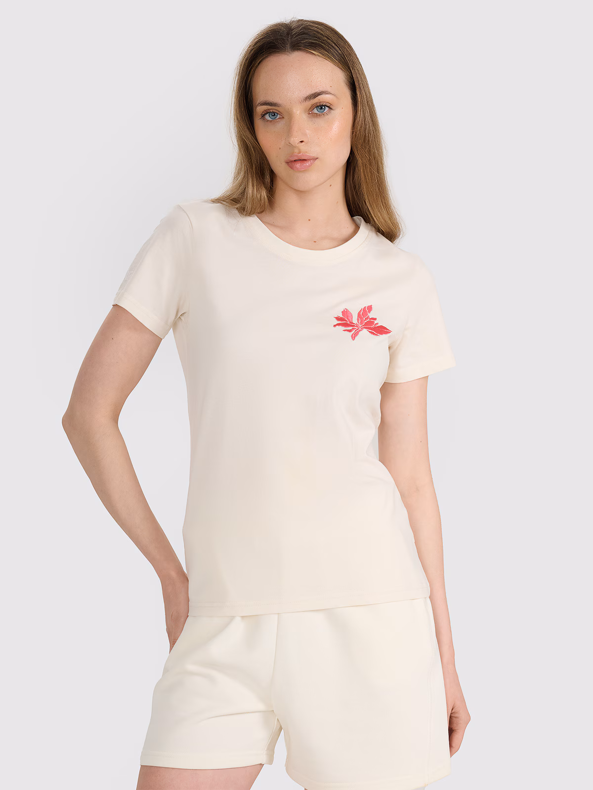 T-shirt regular z nadrukiem damski - czarny