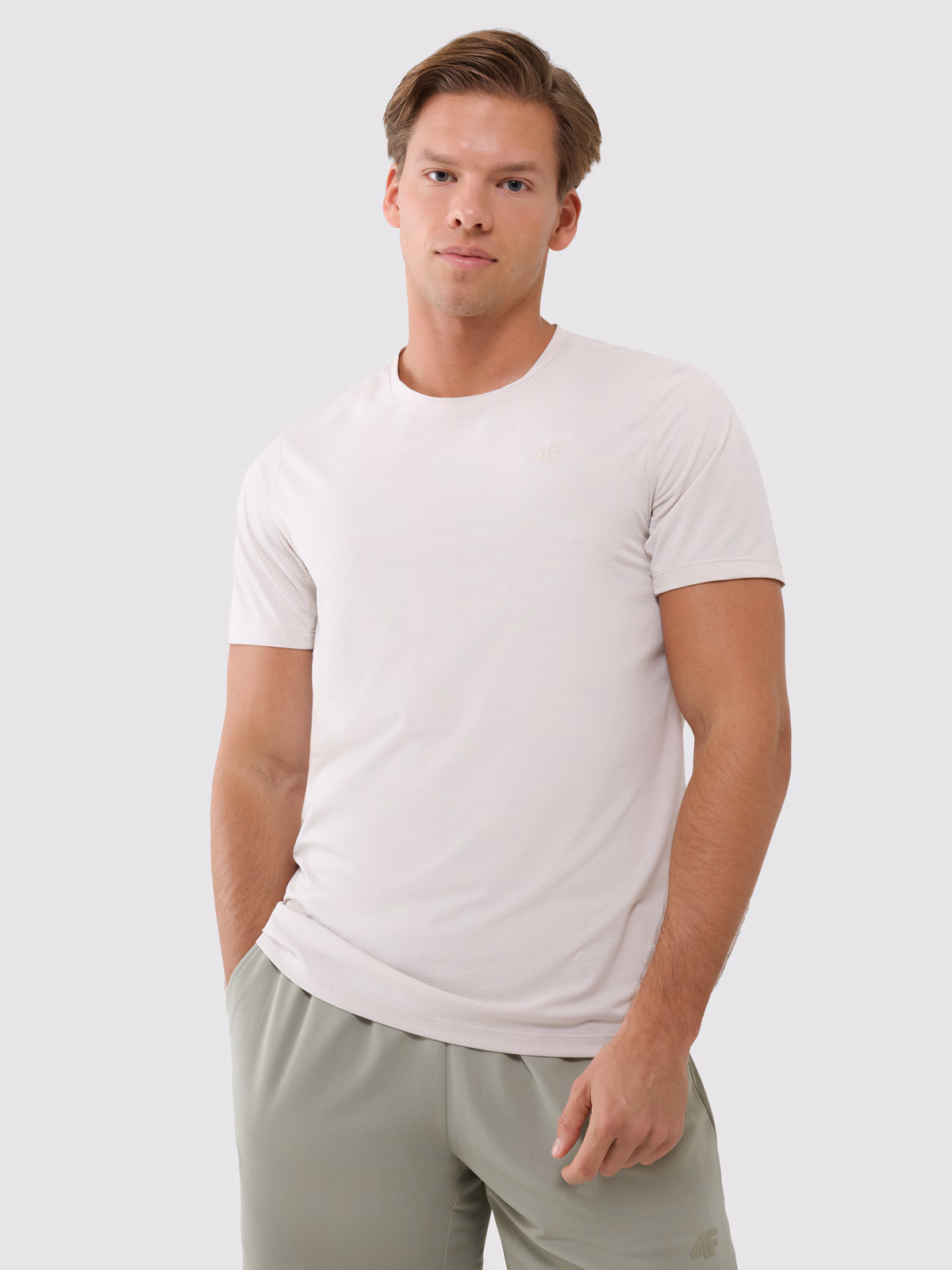 Koszulka treningowa regular szybkoschnąca męska - khaki