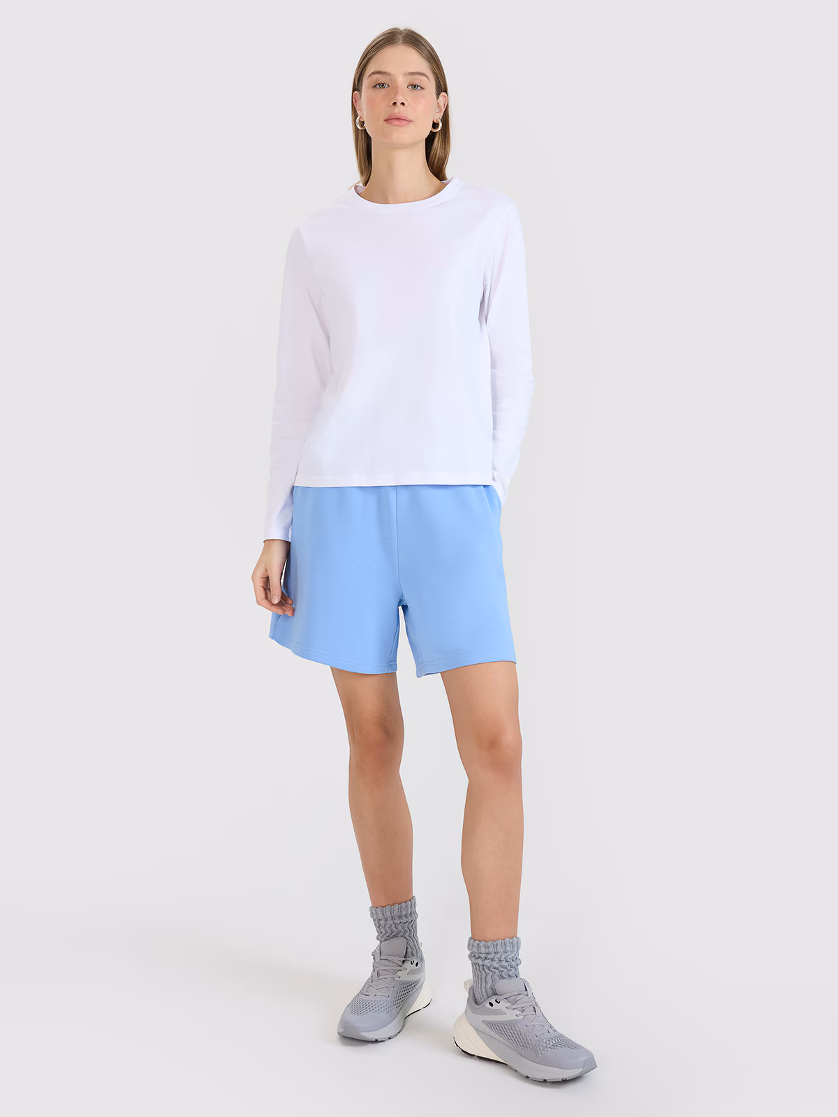 Longsleeve oversize gładki damski - szary