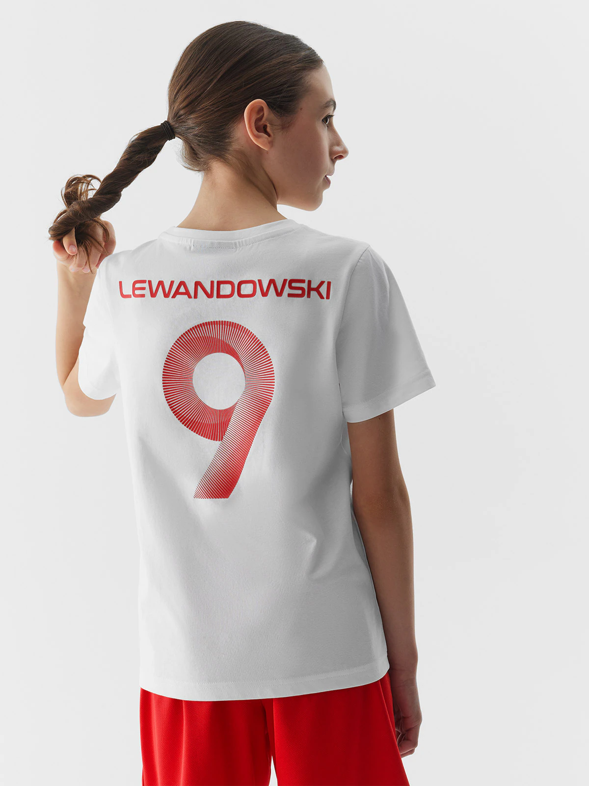 T-shirt z nadrukiem dziecięcy 4F x Robert Lewandowski - biały