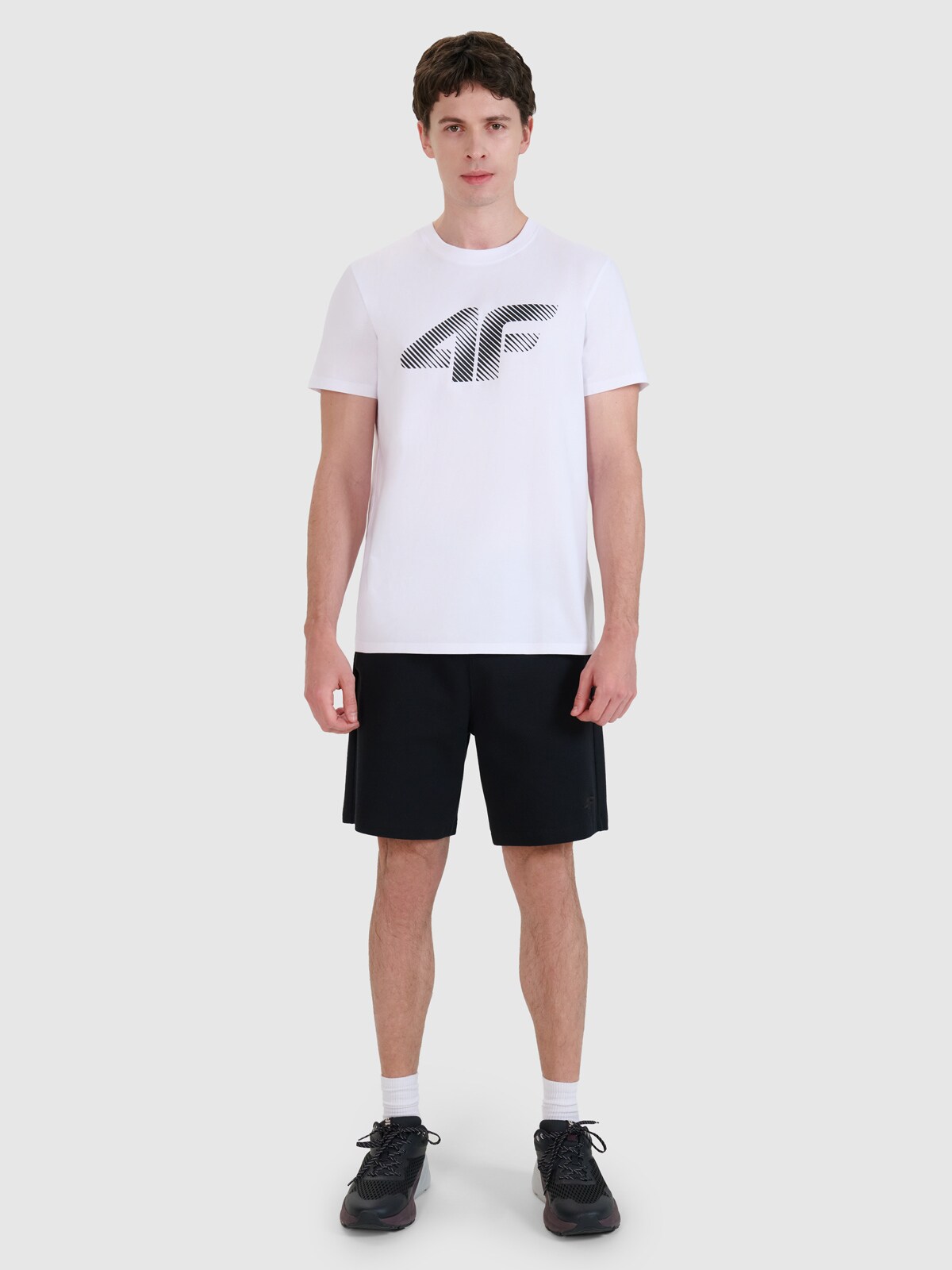 T-shirt regular z nadrukiem męski - granatowy