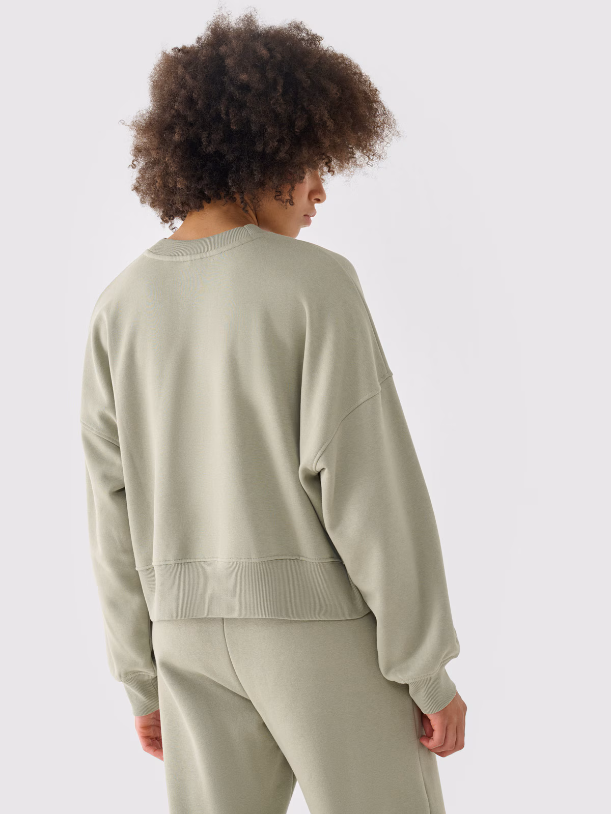 Bluza dresowa oversize nierozpinana bez kaptura damska - brązowa