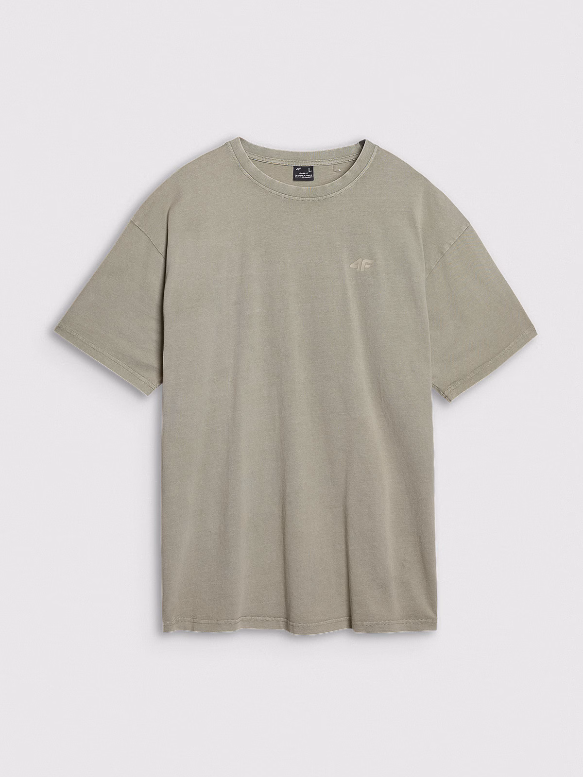 T-shirt oversize gładki męski - oliwkowy/khaki