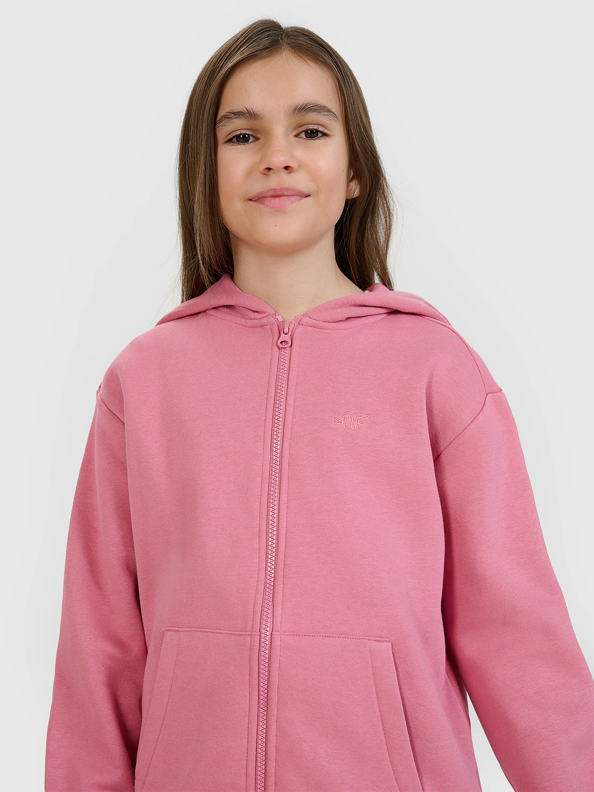 Bluza dresowa rozpinana z kapturem dziewczęca - fioletowa