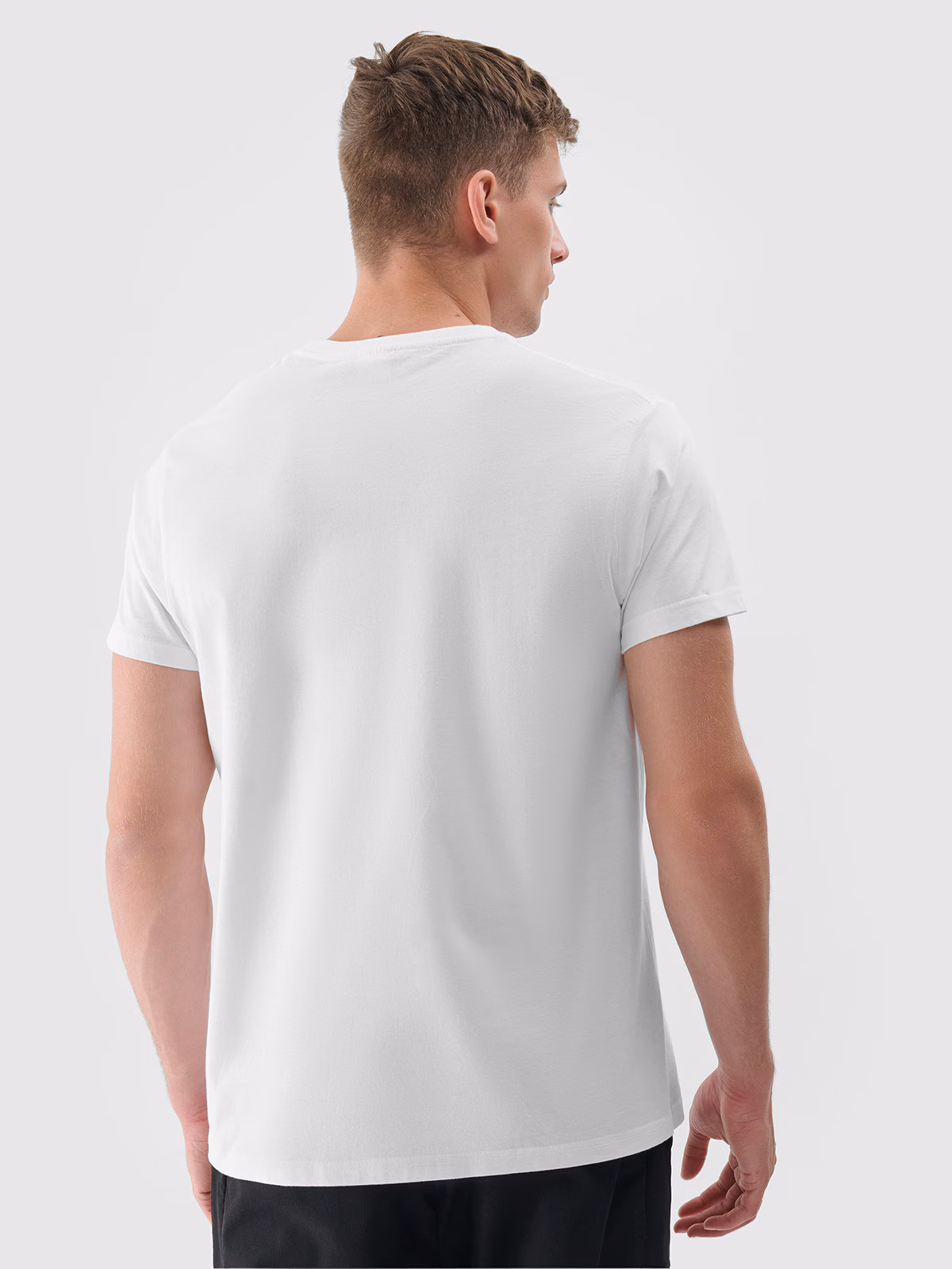 T-shirt z nadrukiem regular męski - szary