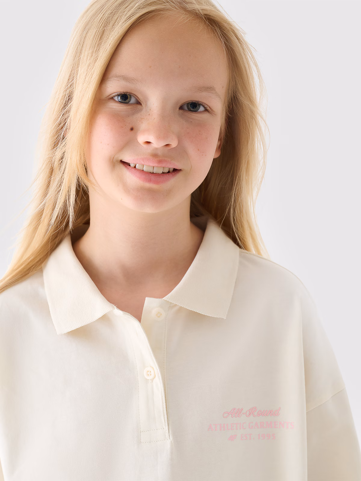 Longsleeve gładki dziewczęcy - biały