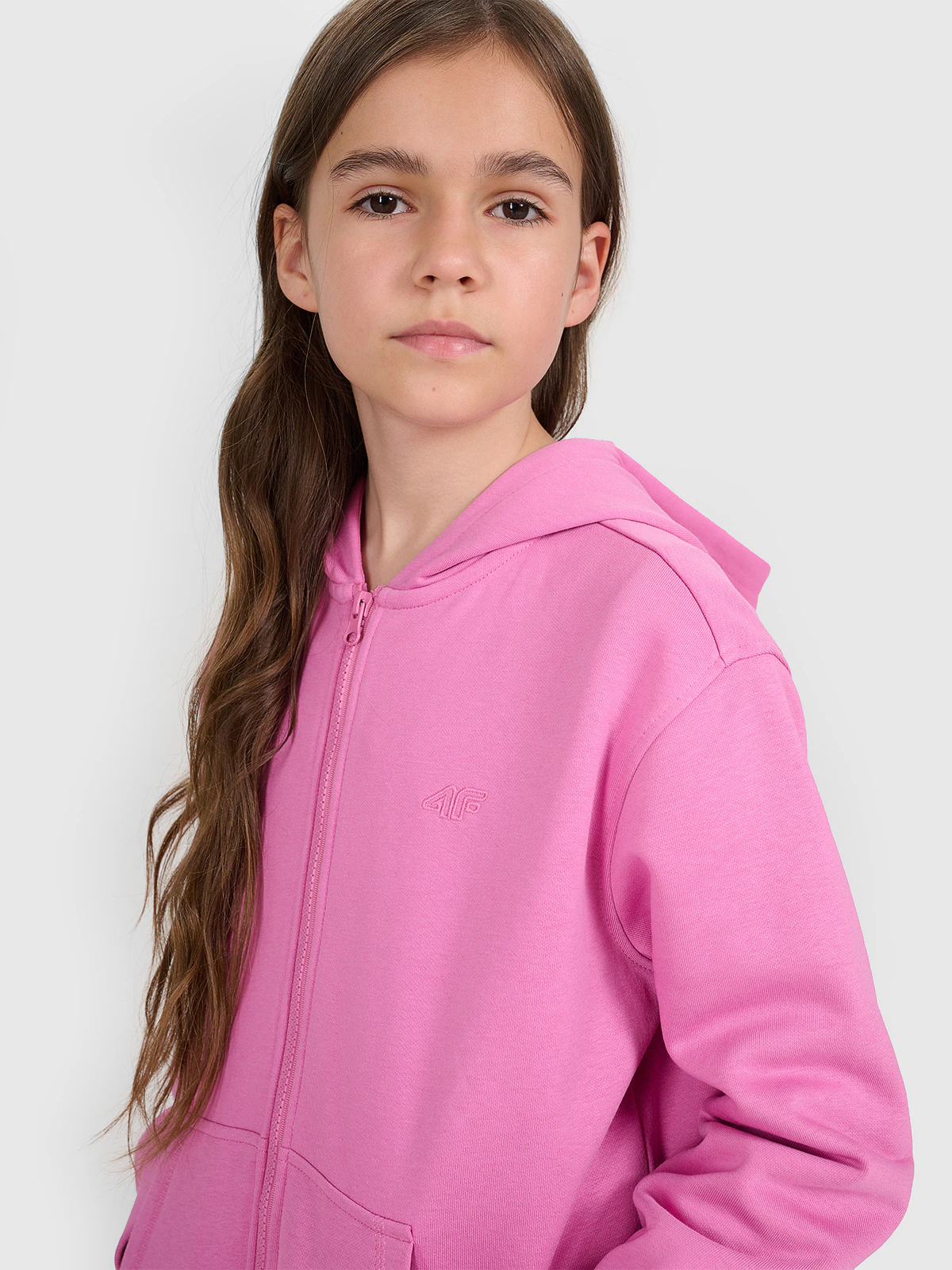 Bluza dresowa rozpinana z kapturem dziewczęca - fioletowa