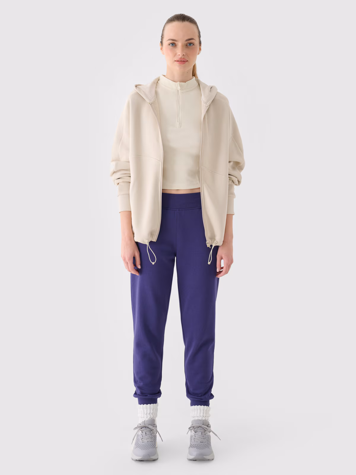 Spodnie dresowe joggery damskie - szare