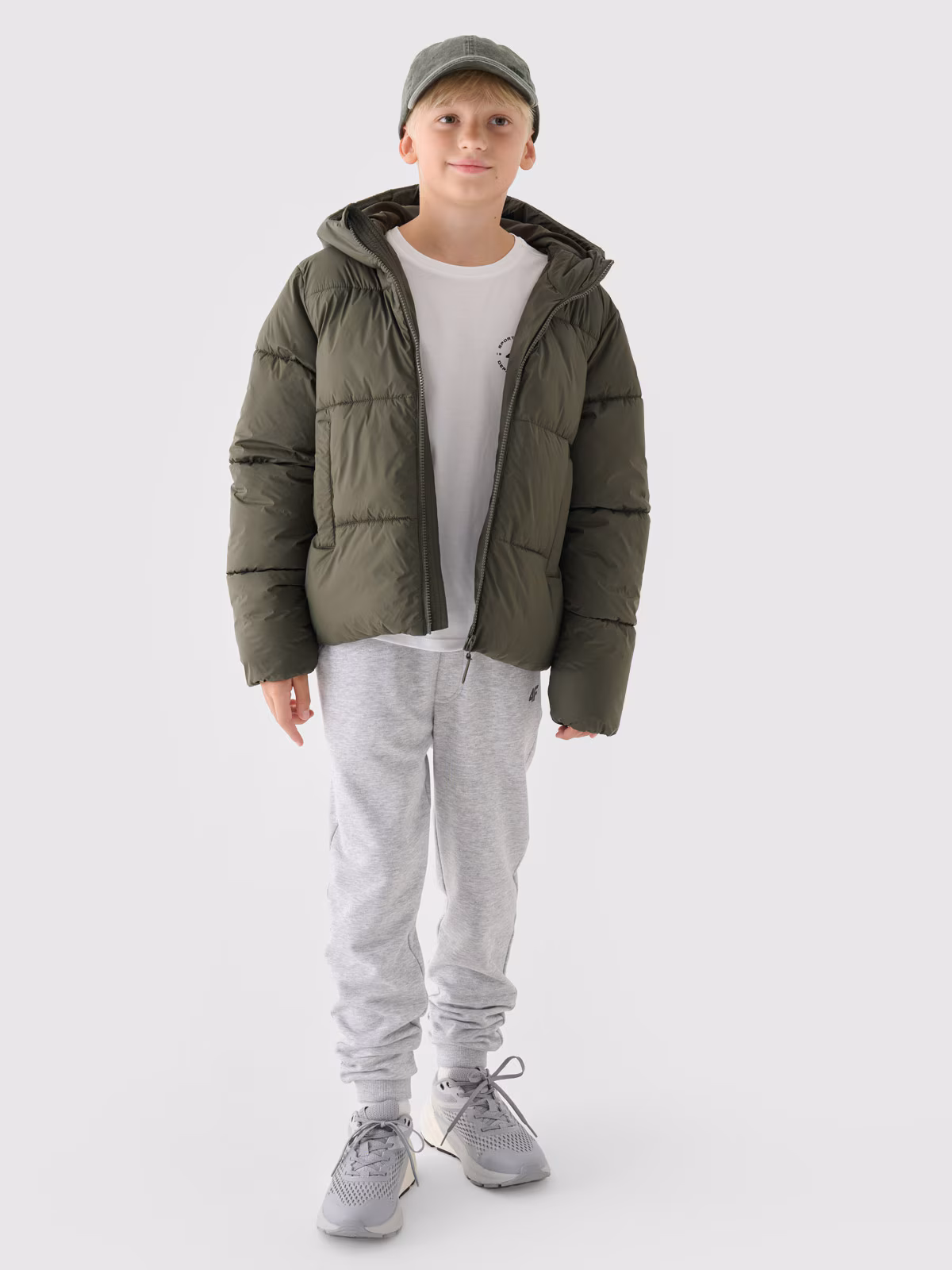 Kurtka puchowa z wypełnieniem syntetycznym chłopięca - khaki