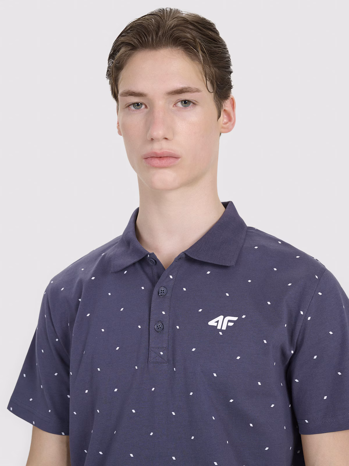 Koszulka polo regular z nadrukiem męska - biała