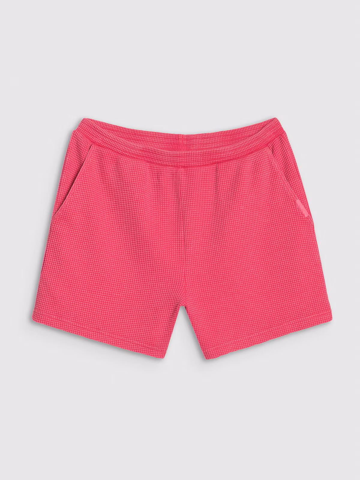 Spodenki casual z dzianiny waflowej damskie - różowe