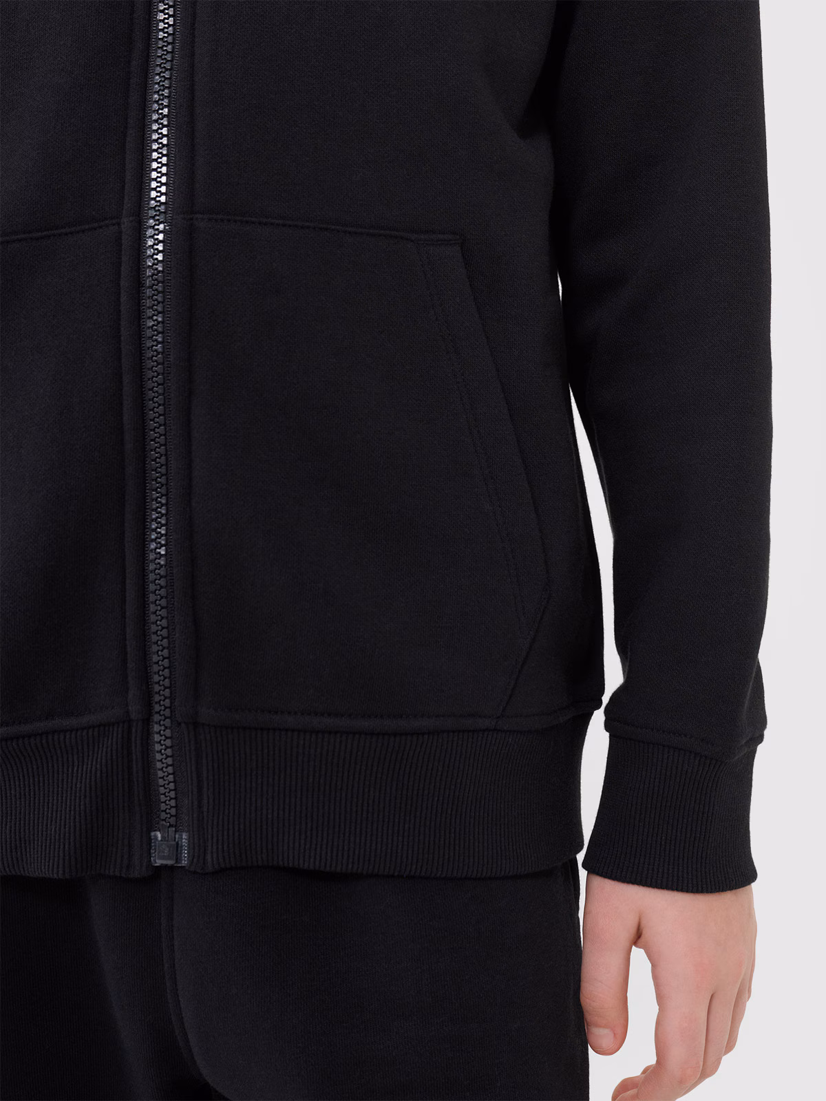 Bluza dresowa rozpinana z kapturem chłopięca - czarna