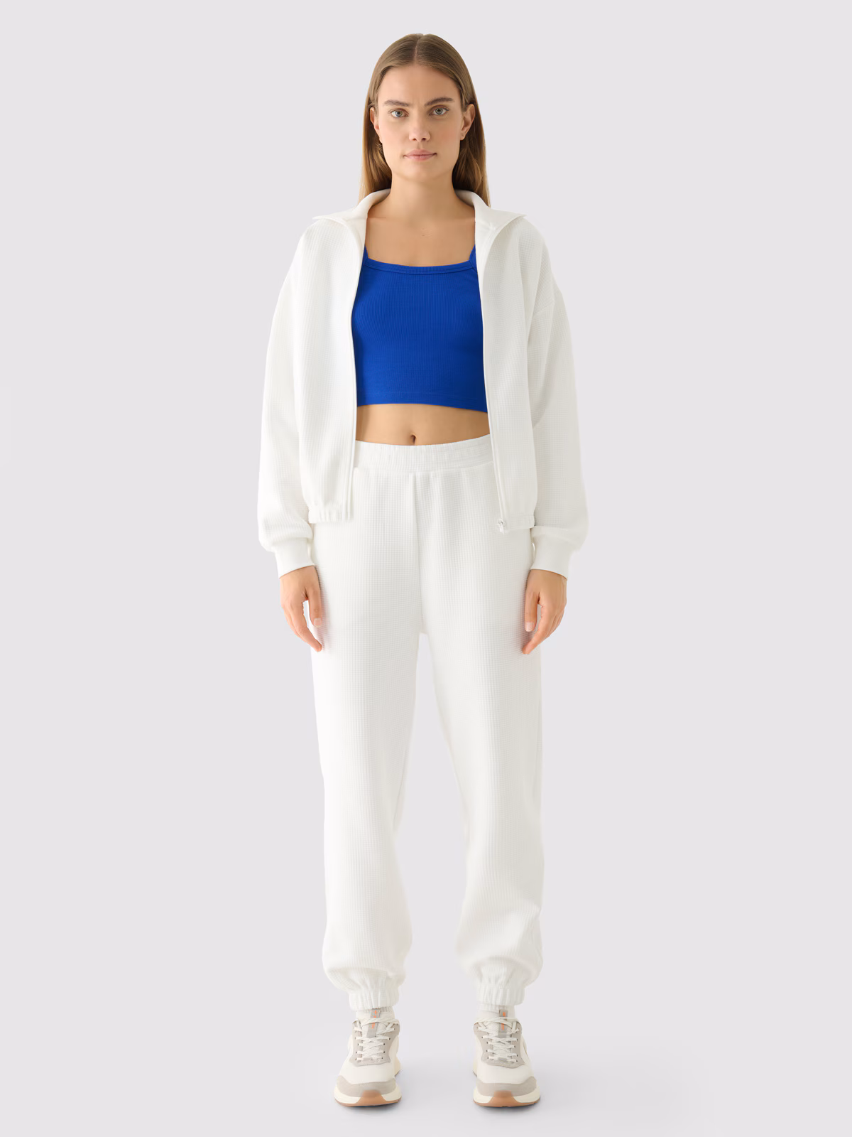 Spodnie dresowe joggery damskie - białe