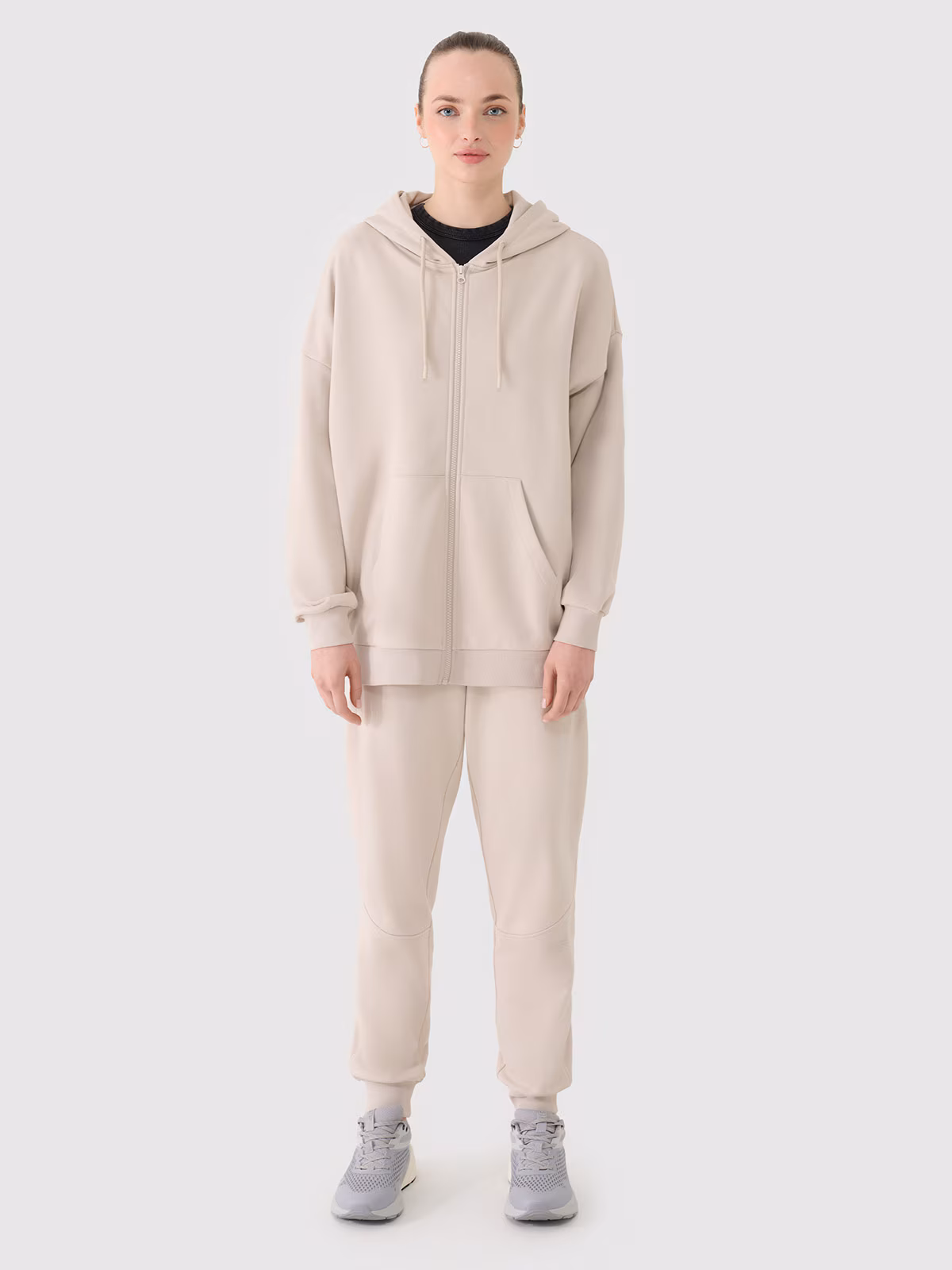 Bluza dresowa rozpinana z kapturem damska - czarna