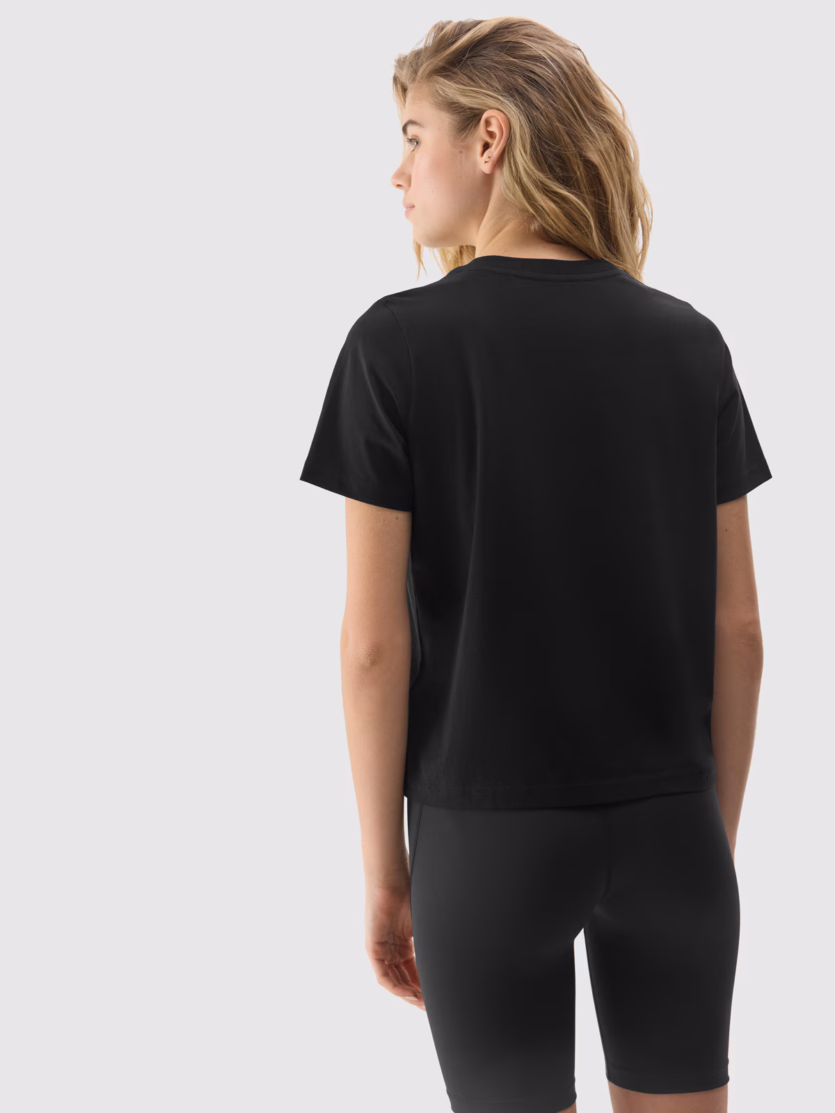 T-shirt gładki z bawełną organiczną damski - beżowy