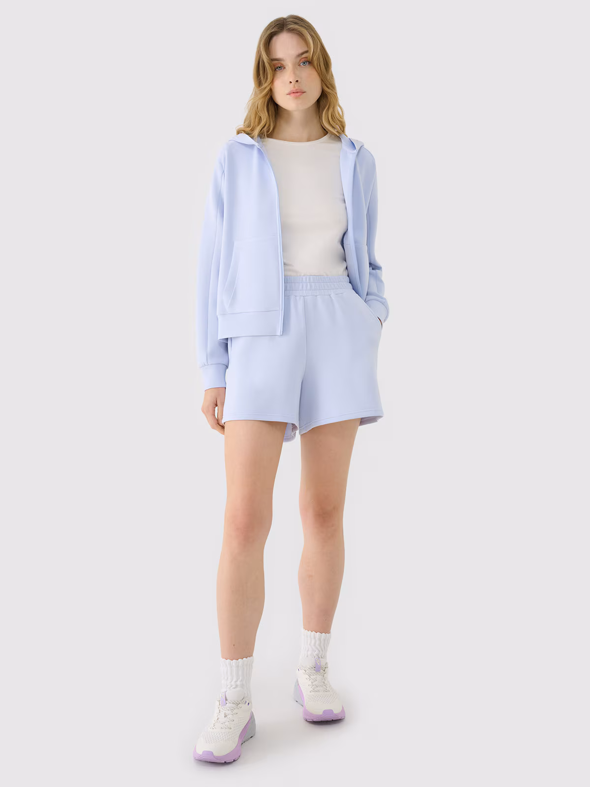 Spodenki dresowe z modalem damskie - niebieskie