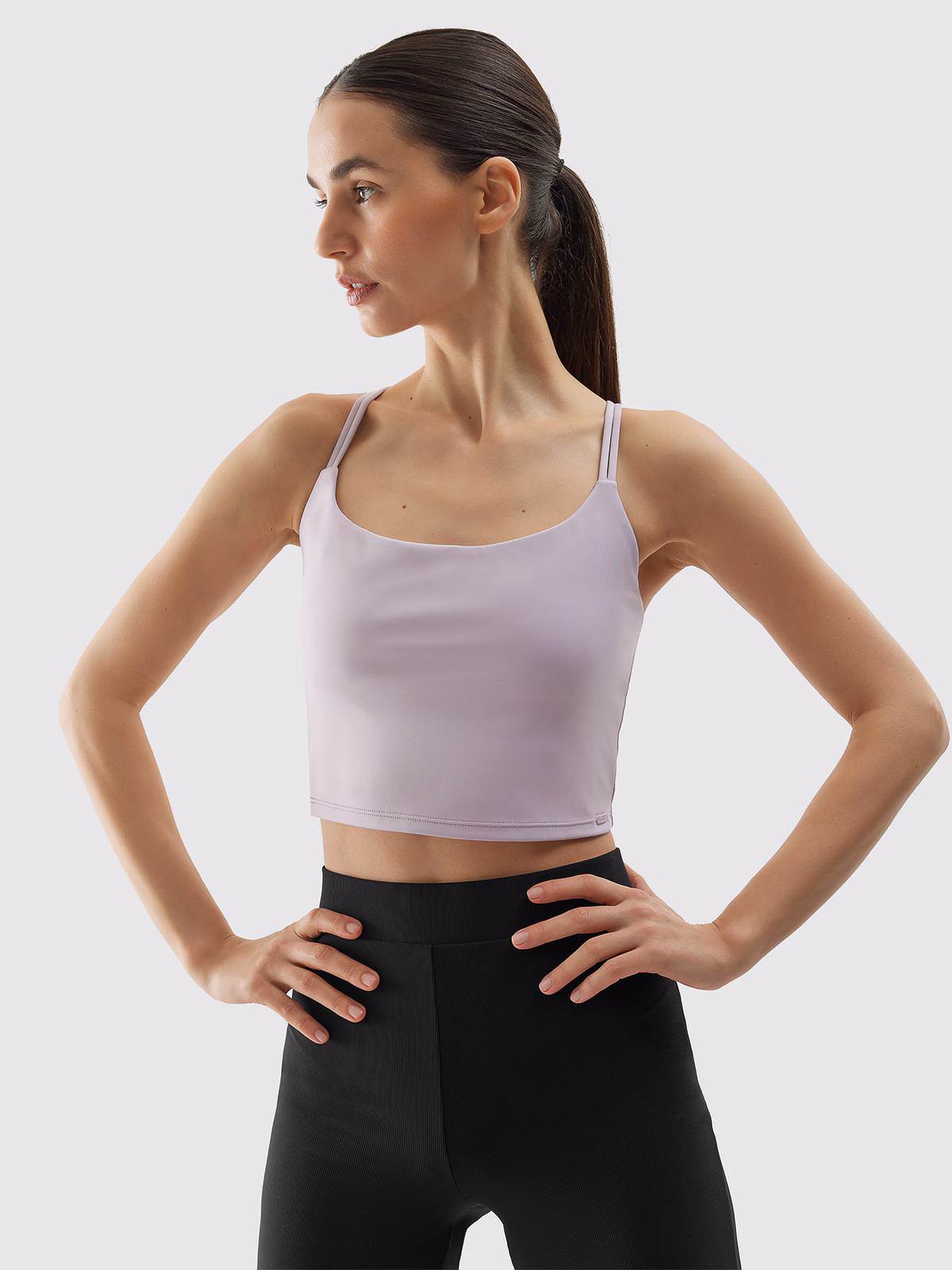 Crop top do jogi i pilatesu z materiału z recyklingu damski - fioletowy