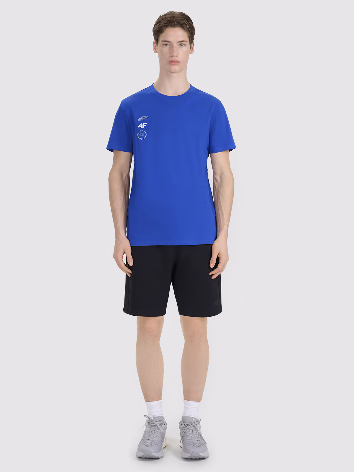 T-shirt regular z nadrukiem męski - granatowy