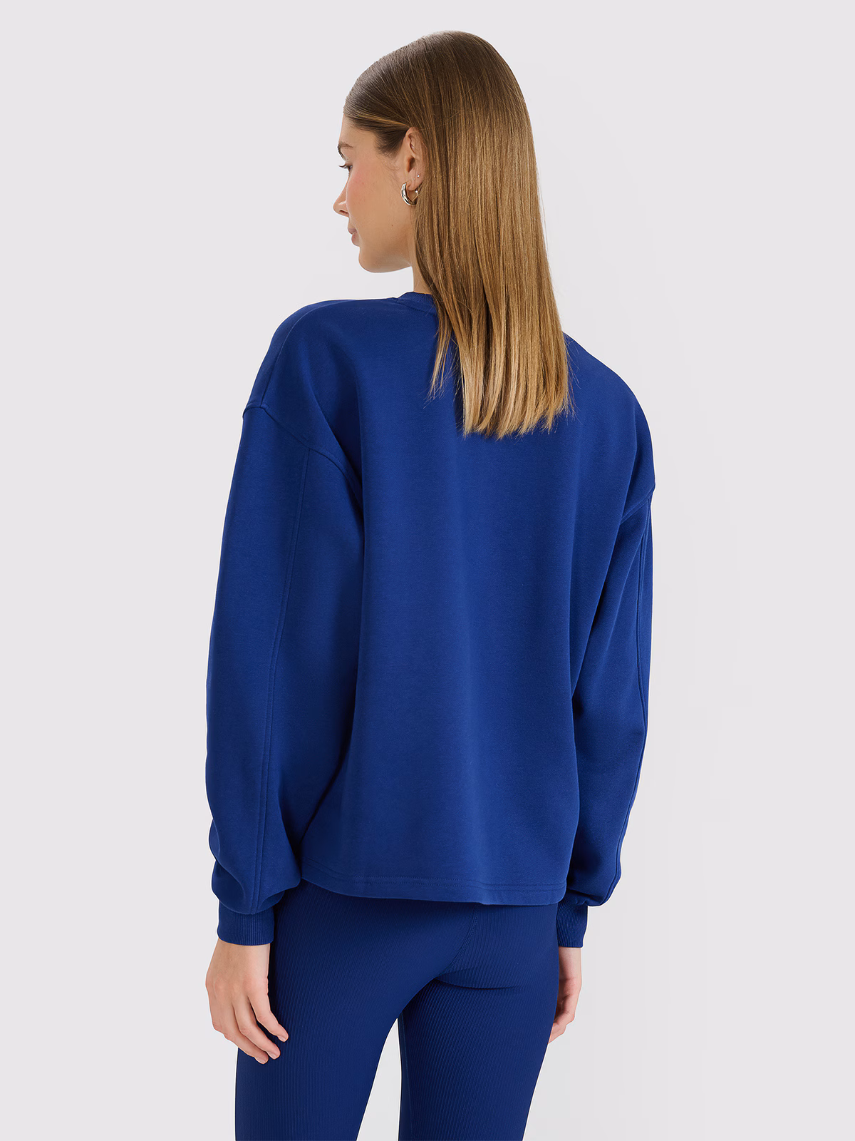 Bluza dresowa oversize nierozpinana bez kaptura damska - biała