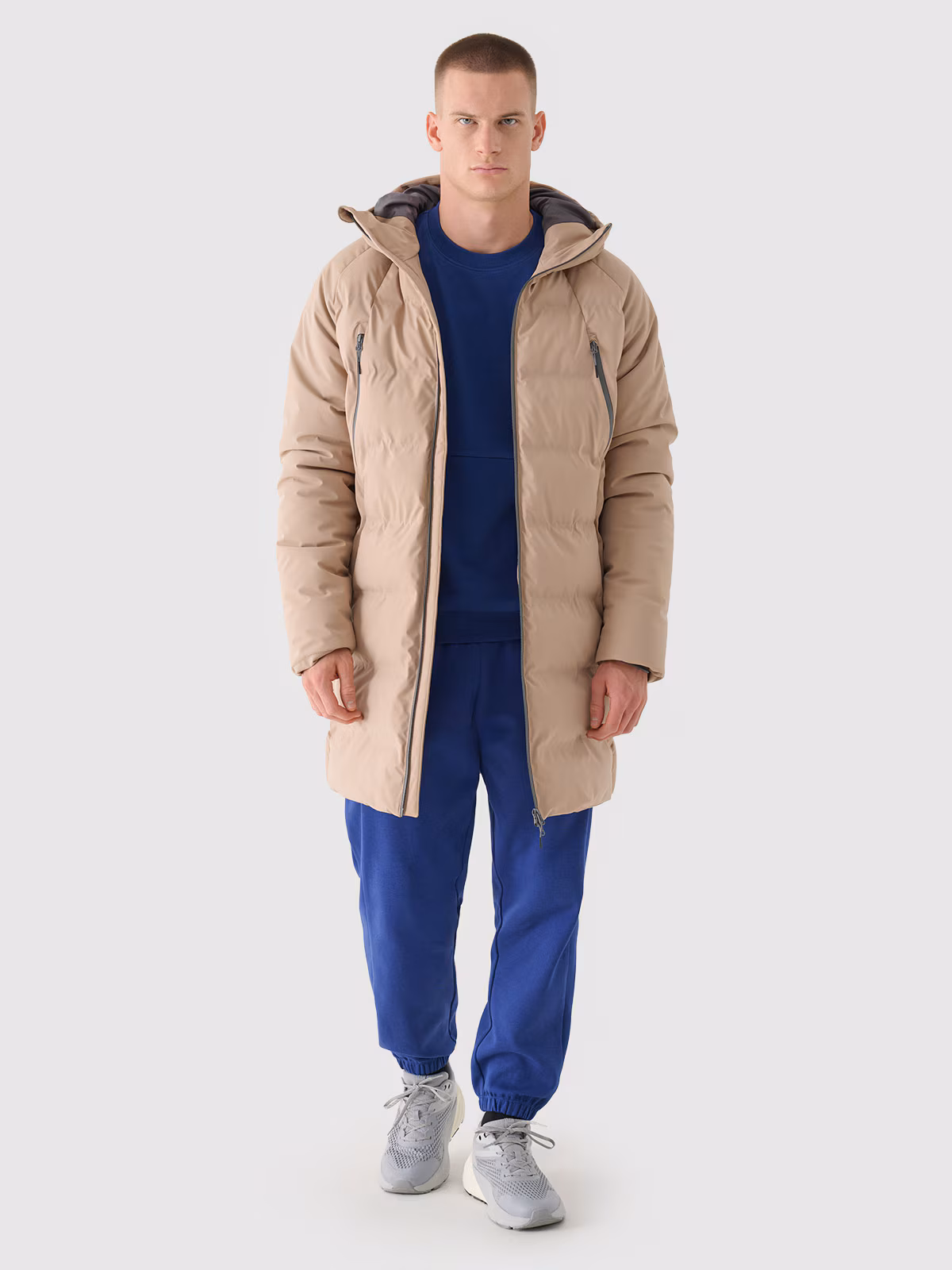 Płaszcz puchowy z syntetycznym wypełnieniem membrana 10000 męski - beżowy