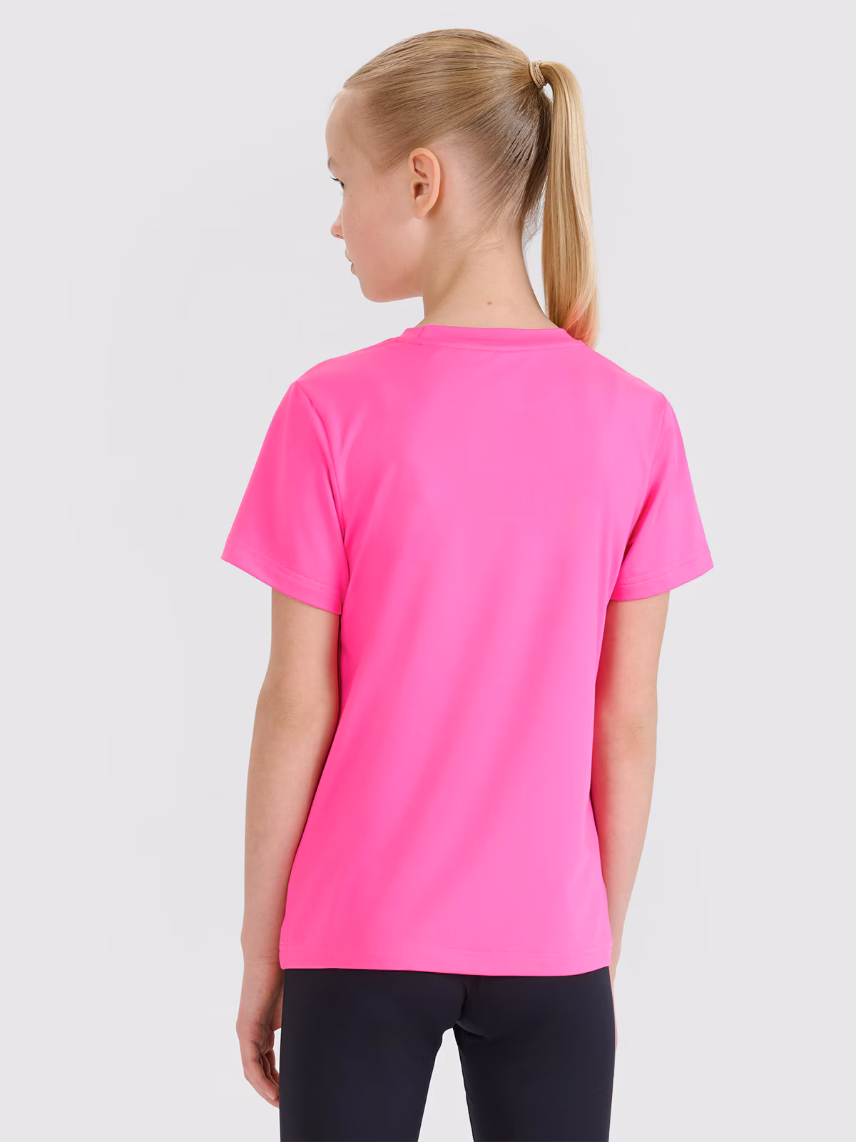 T-shirt sportowy regular gładki dziewczęcy - biały