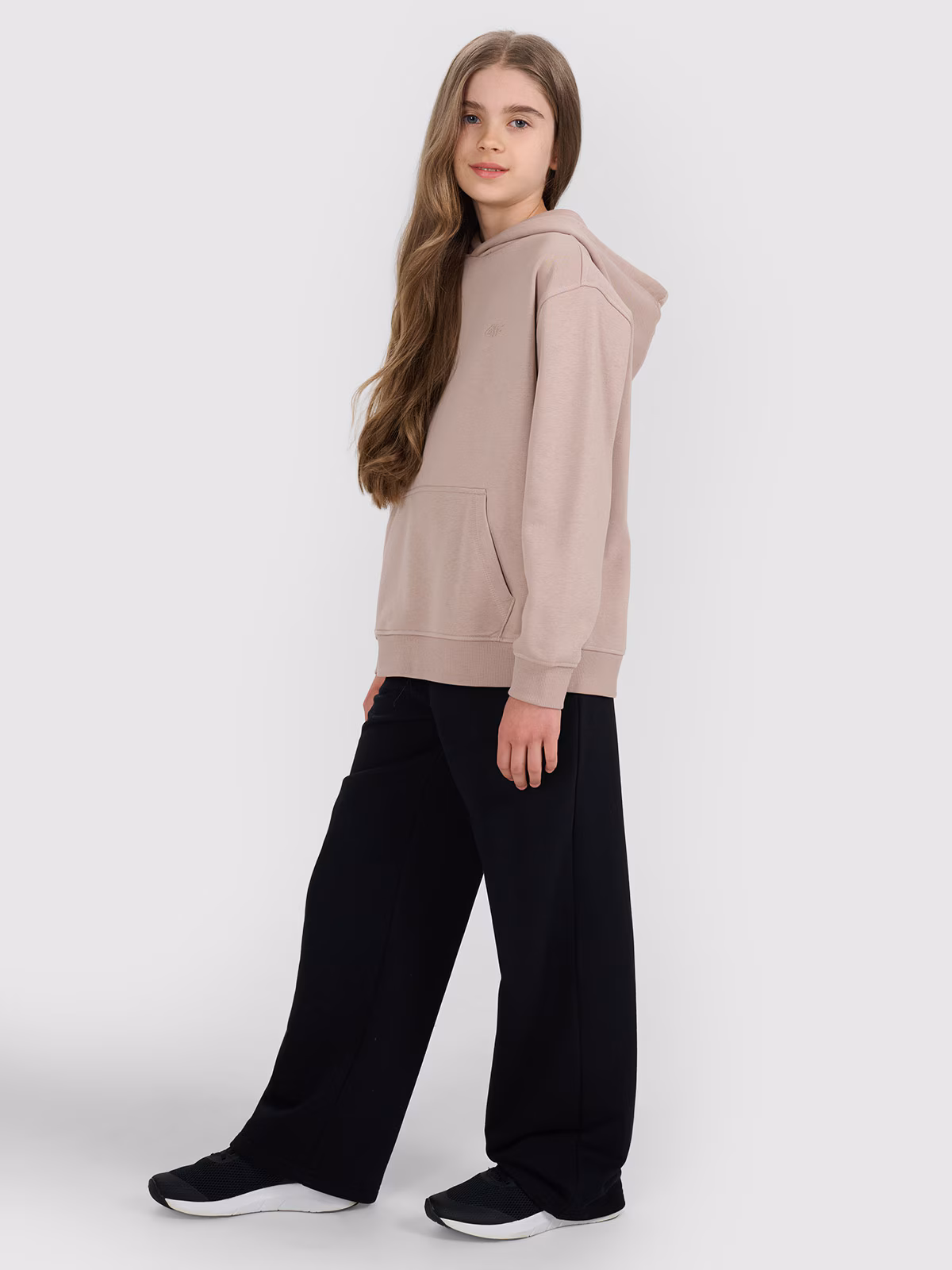 Bluza dresowa nierozpinana z kapturem dziewczęca - fioletowa