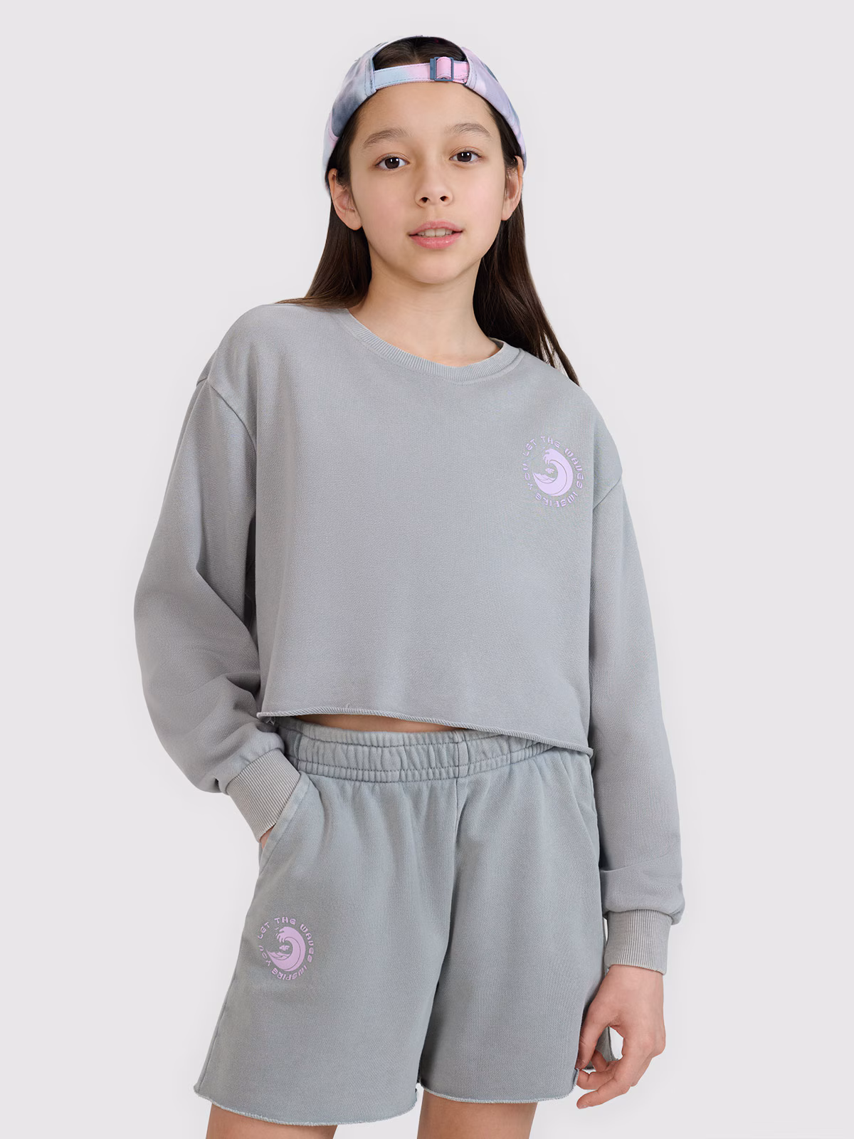 Bluza dresowa nierozpinana bez kaptura dziewczęca - szara